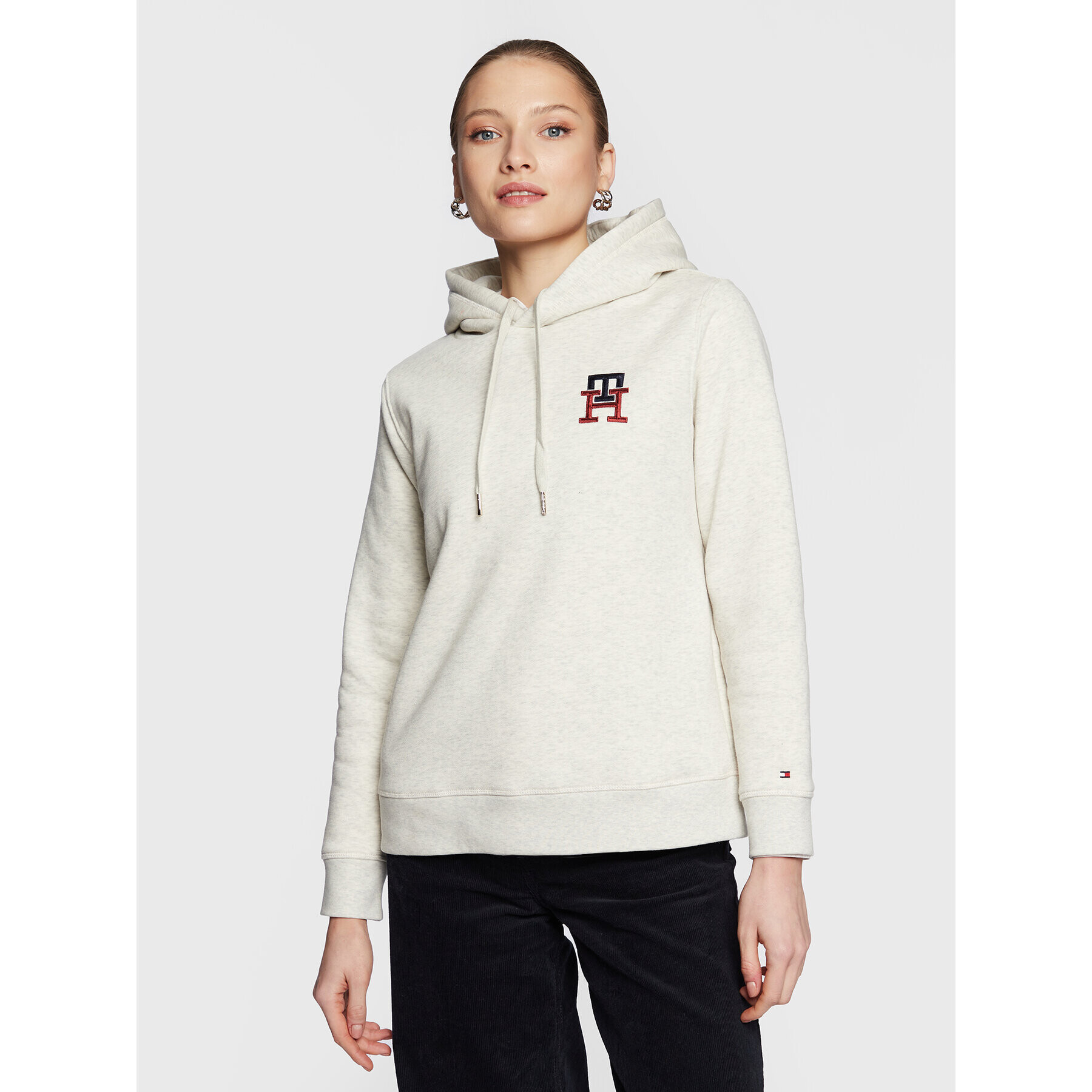 Tommy Hilfiger Mikina Monogram WW0WW37434 Béžová Regular Fit - Pepit.cz