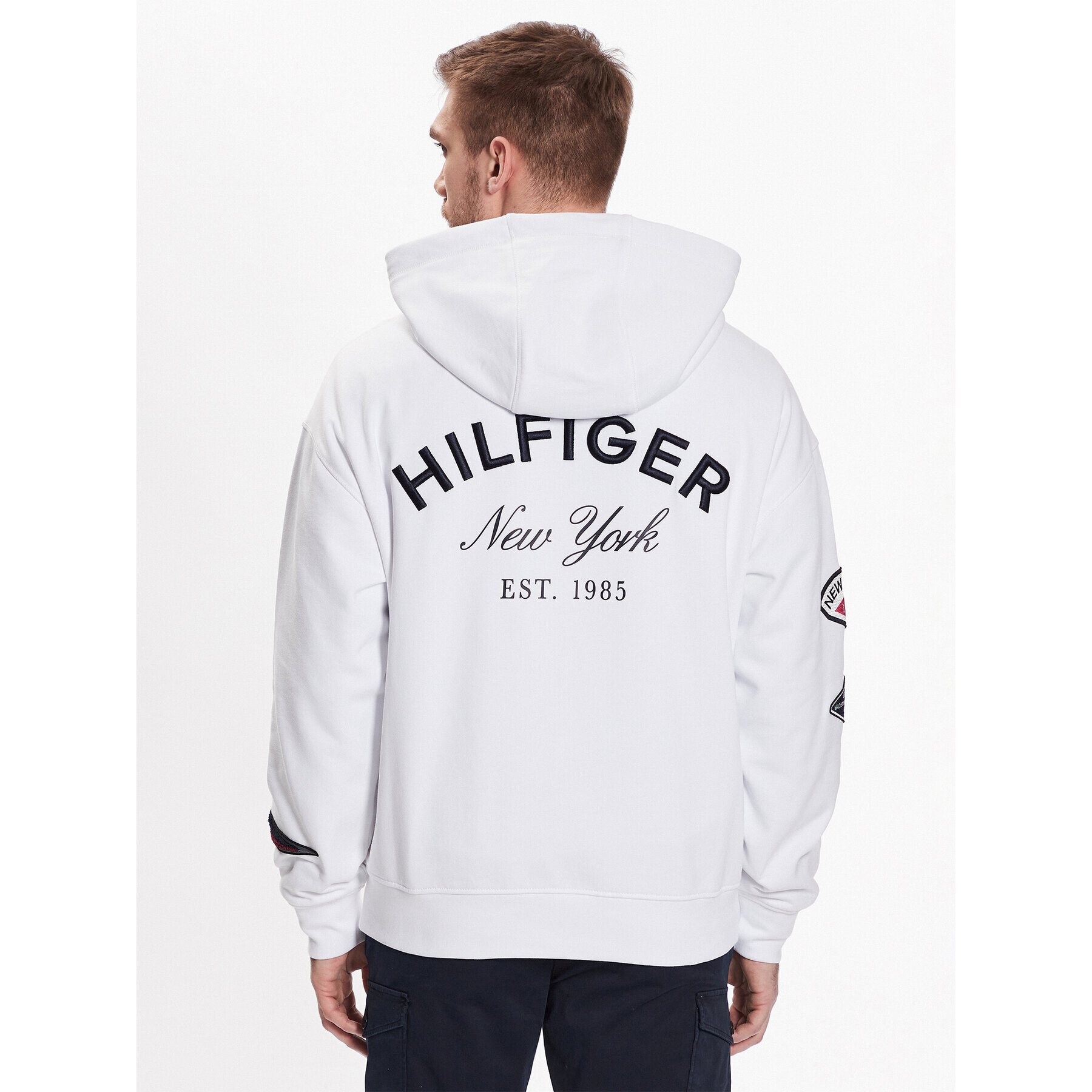 Tommy Hilfiger Mikina Multi Badge Icon MW0MW30029 Bílá Regular Fit - Pepit.cz