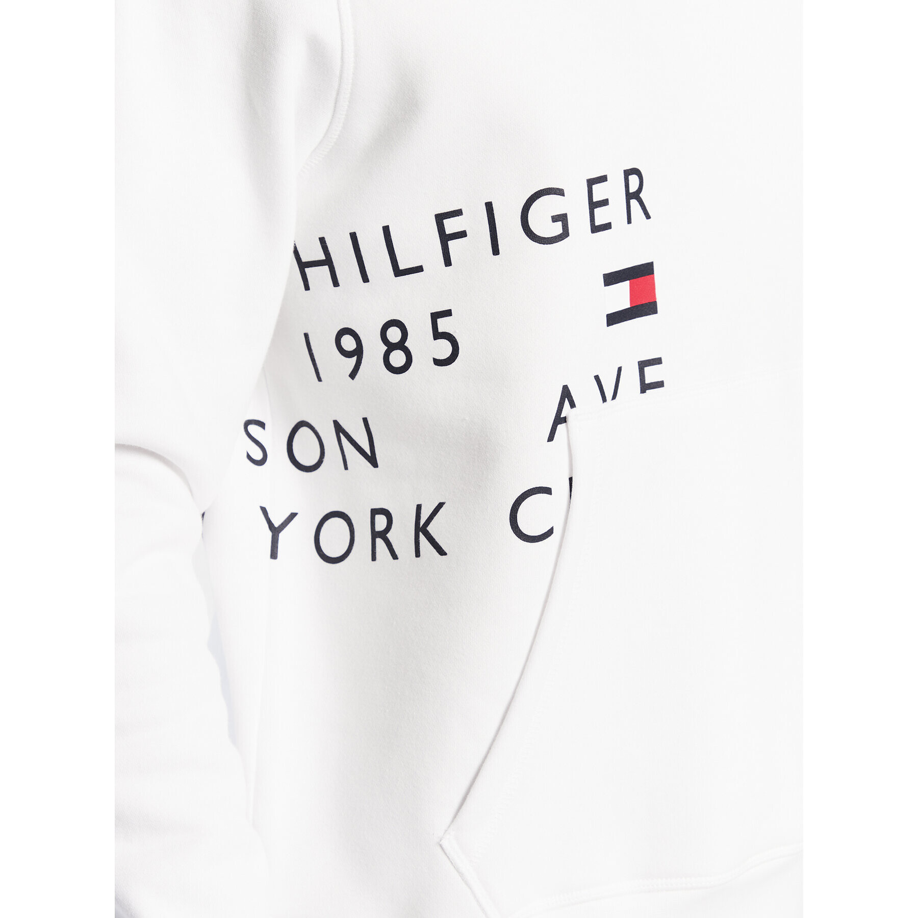 Tommy Hilfiger Mikina Off Placement Text MW0MW29303 Bílá Regular Fit - Pepit.cz