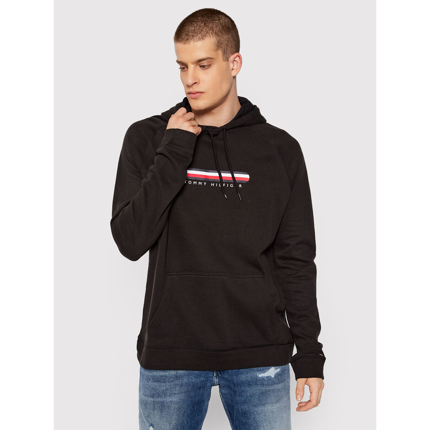 Tommy Hilfiger Mikina Oh Hoodie UM0UM02385 Černá Regular Fit - Pepit.cz