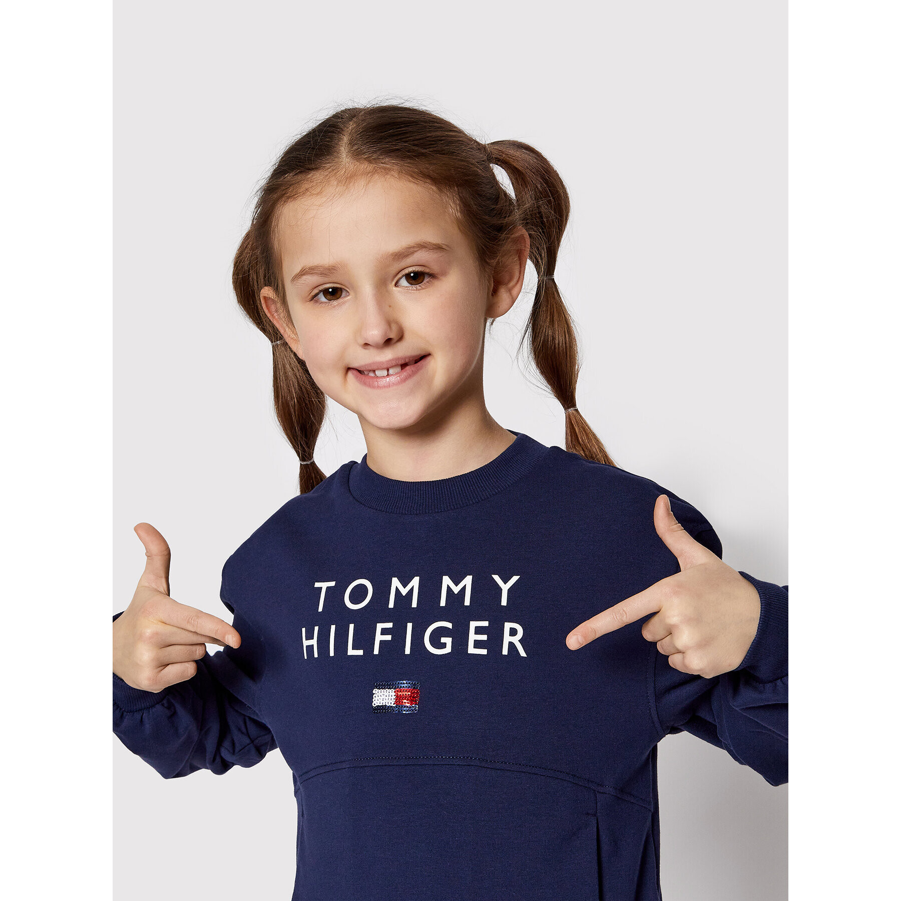 Tommy Hilfiger Mikina Pleated KG0KG06159 M Tmavomodrá Regular Fit - Pepit.cz