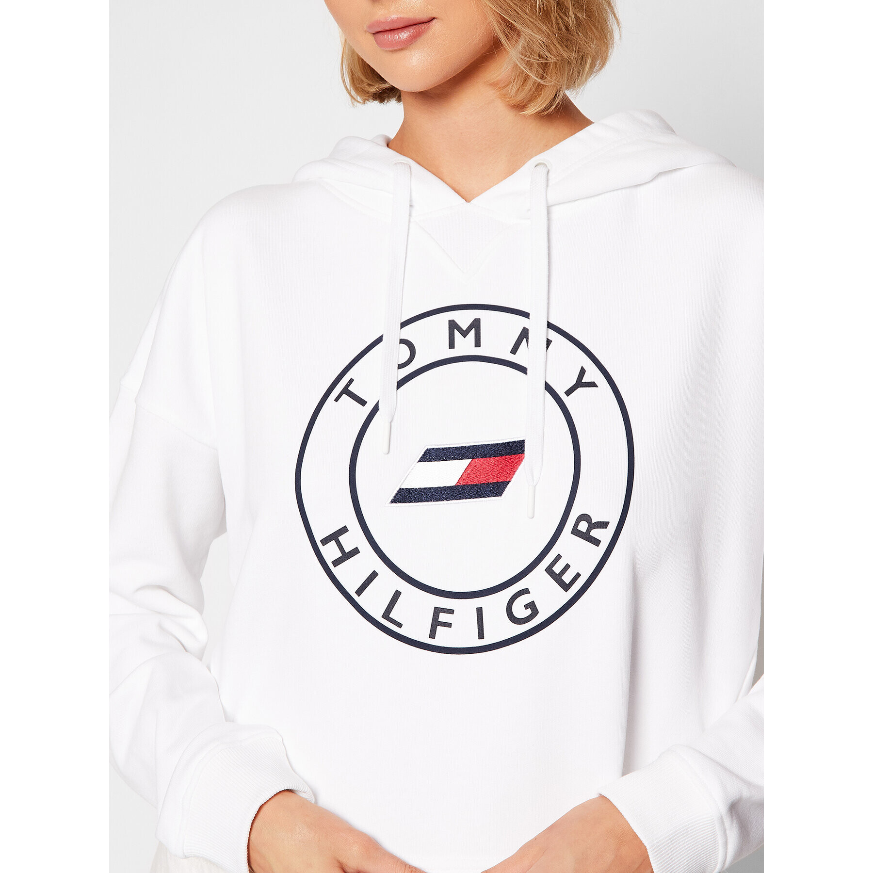 Tommy Hilfiger Mikina Round Graphic S10S101031 Bílá Loose Fit - Pepit.cz