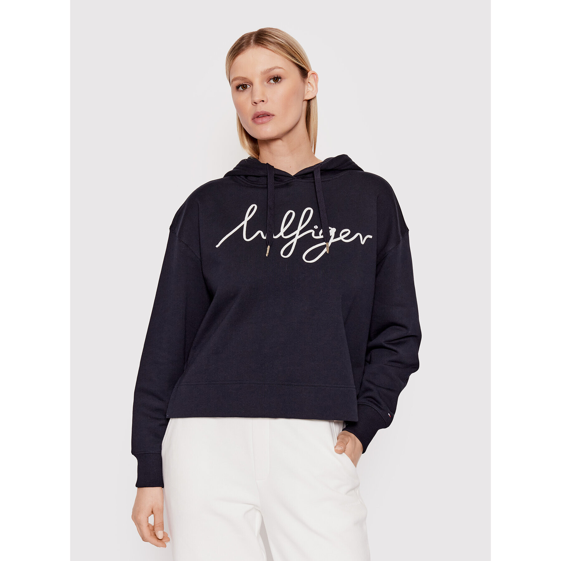 Tommy Hilfiger Mikina Script WW0WW34479 Tmavomodrá Relaxed Fit - Pepit.cz