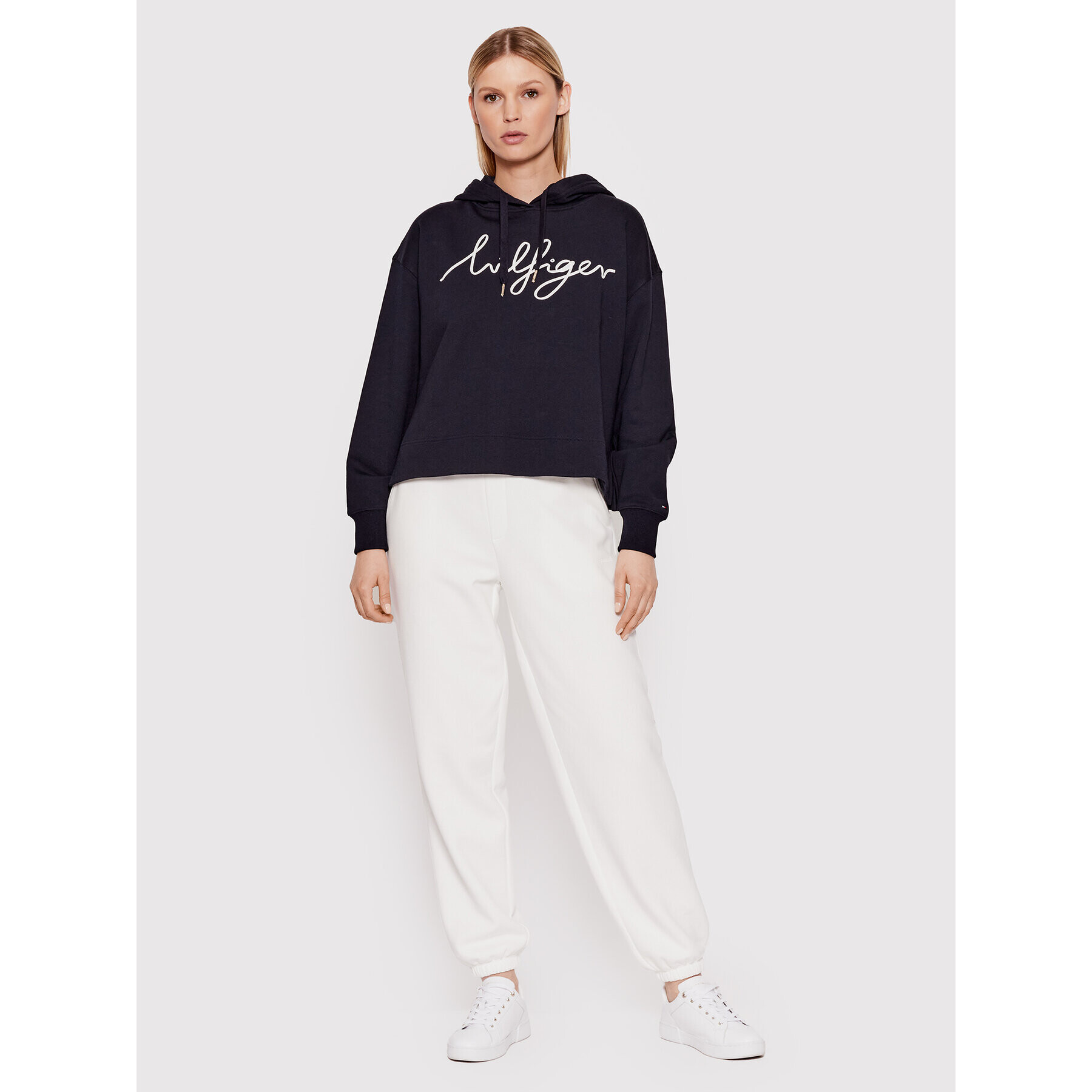 Tommy Hilfiger Mikina Script WW0WW34479 Tmavomodrá Relaxed Fit - Pepit.cz