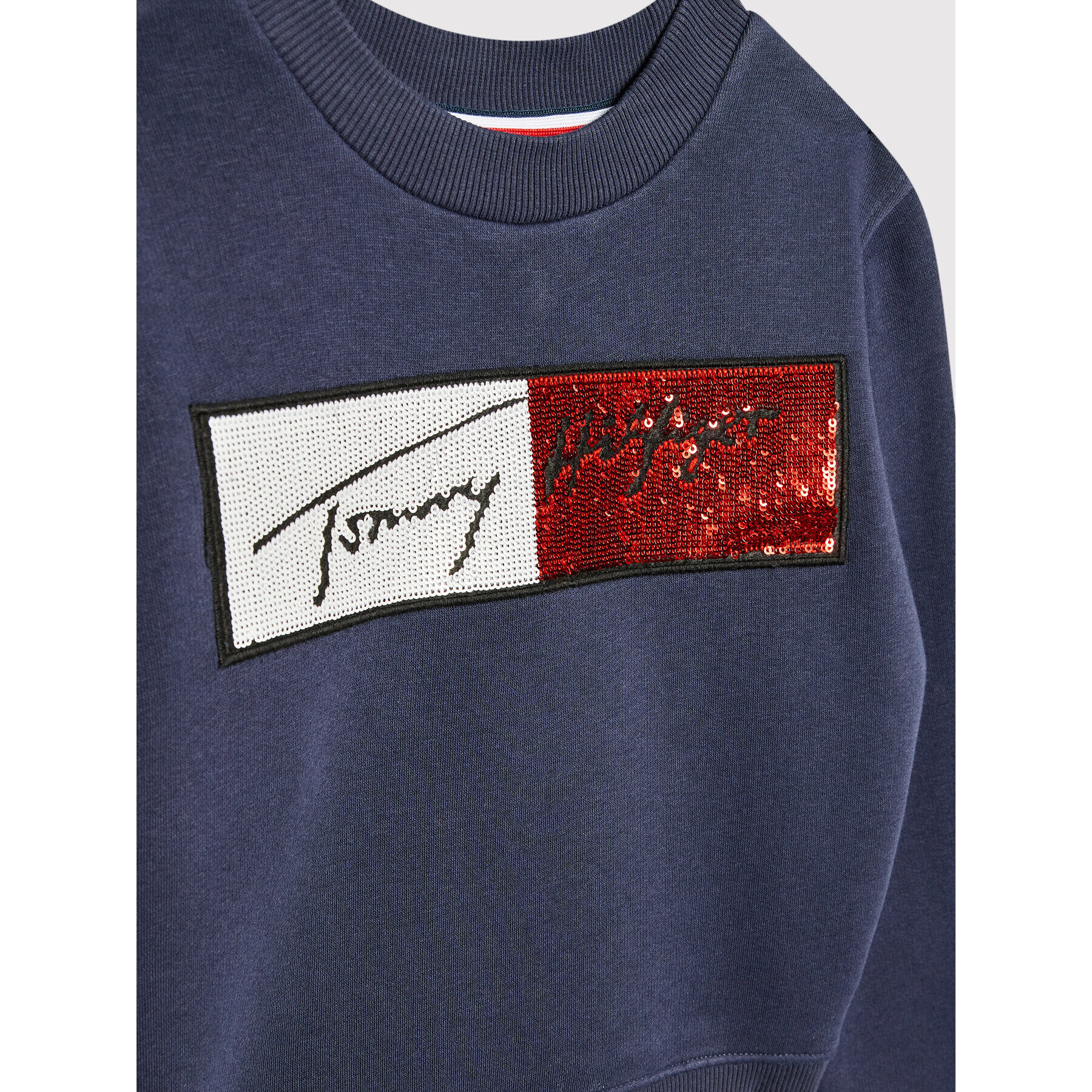 Tommy Hilfiger Mikina Sequins Flag KG0KG06162 D Tmavomodrá Regular Fit - Pepit.cz