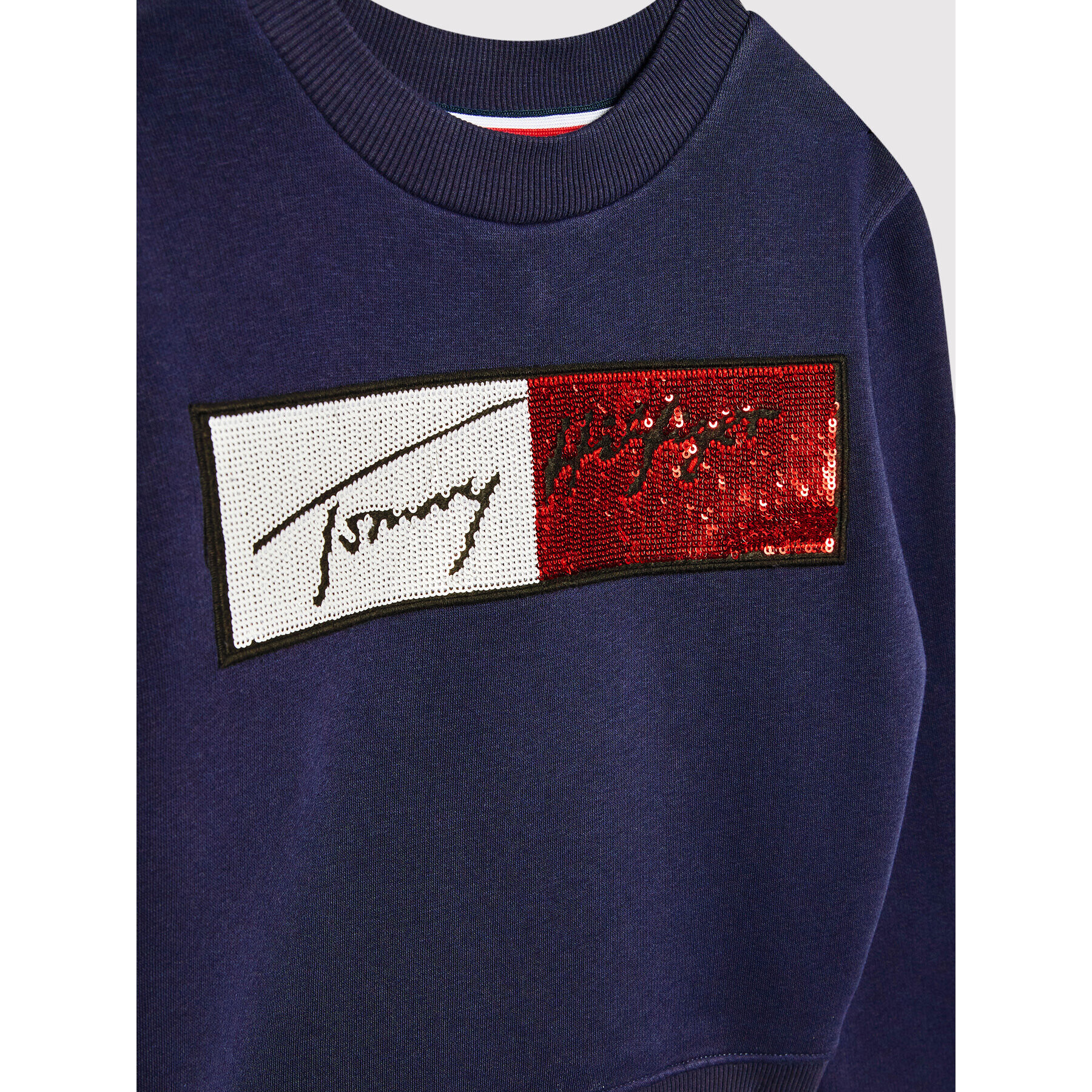 Tommy Hilfiger Mikina Sequins Flag KG0KG06162 M Tmavomodrá Regular Fit - Pepit.cz