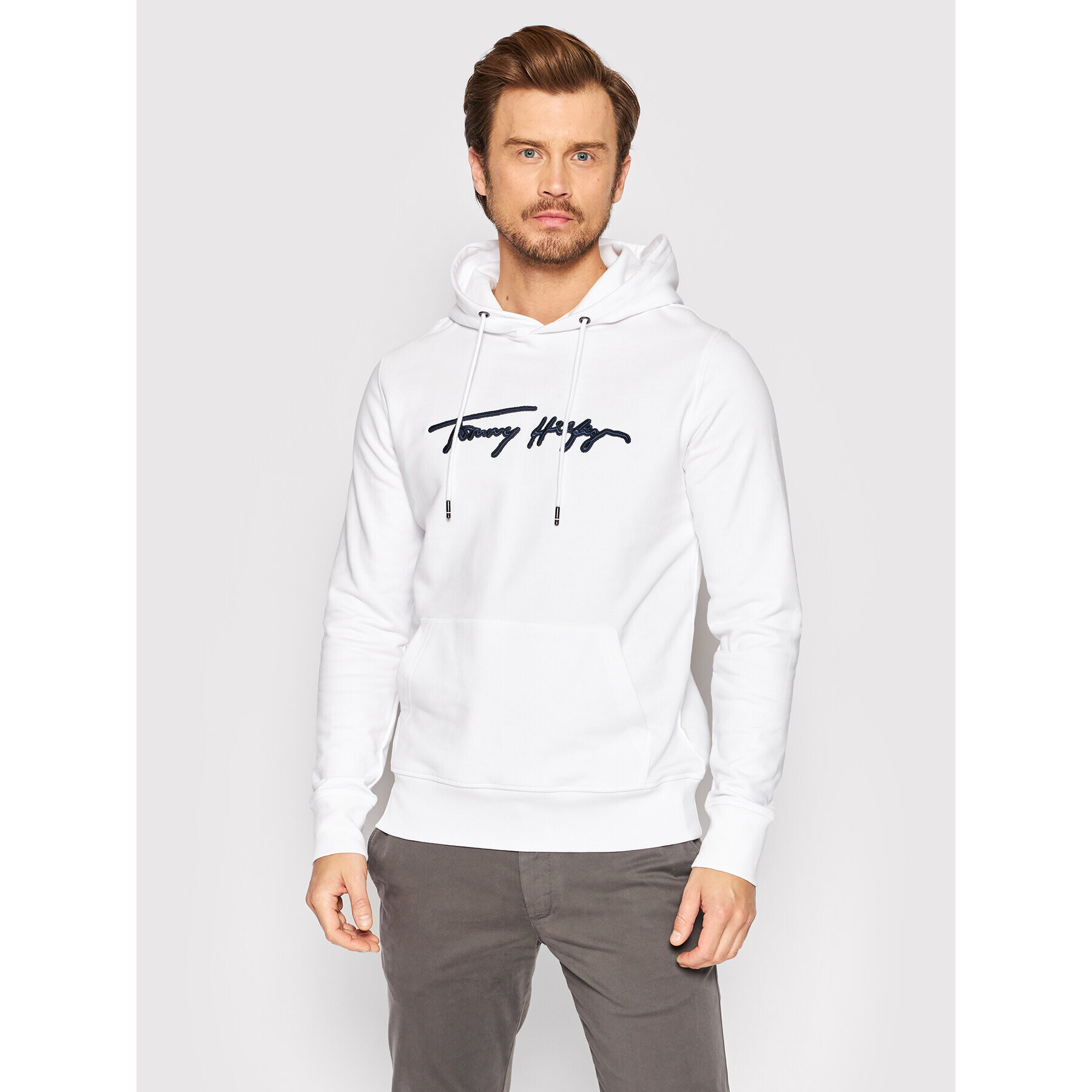 Tommy Hilfiger Mikina Signature Graphic MW0MW25057 Bílá Regular Fit - Pepit.cz