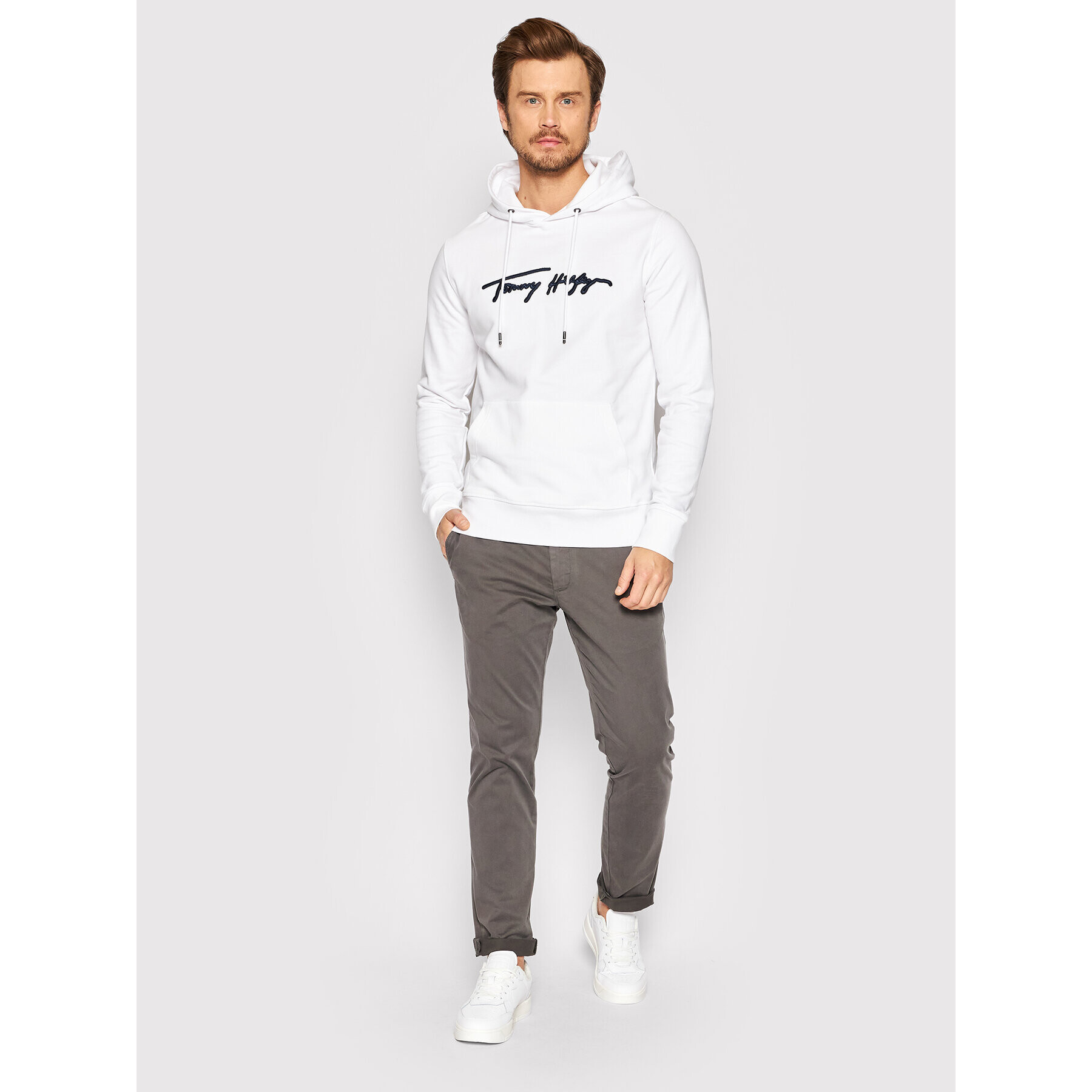 Tommy Hilfiger Mikina Signature Graphic MW0MW25057 Bílá Regular Fit - Pepit.cz