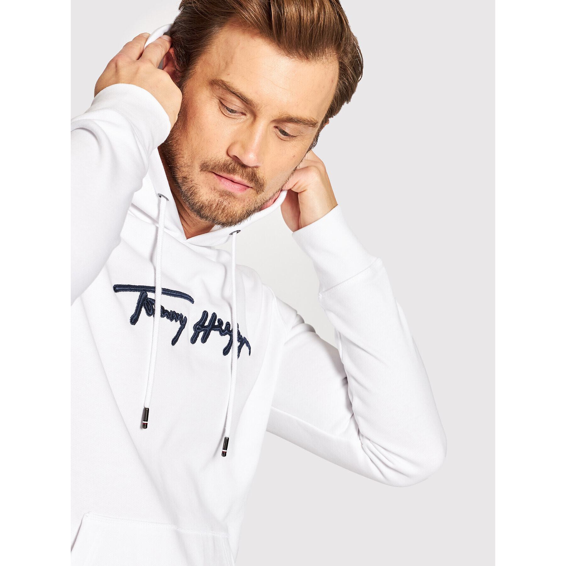 Tommy Hilfiger Mikina Signature Graphic MW0MW25057 Bílá Regular Fit - Pepit.cz