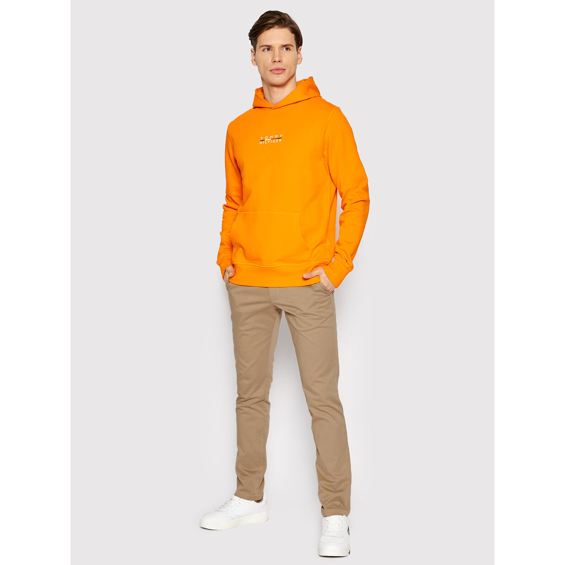 Tommy Hilfiger Mikina Square Logo MW0MW24150 Oranžová Regular Fit - Pepit.cz