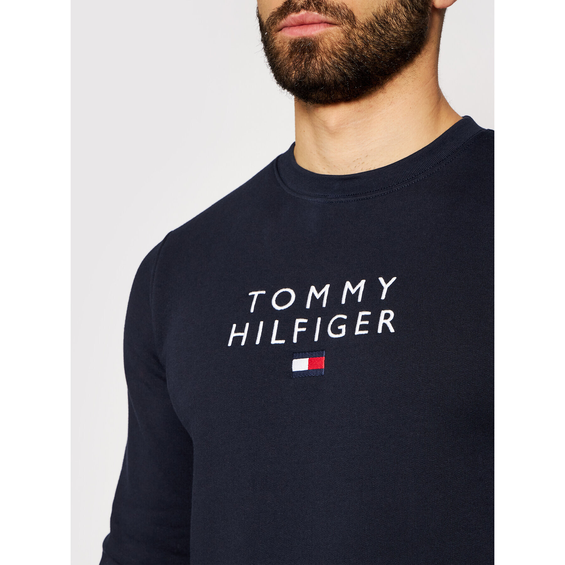 Tommy Hilfiger Mikina Stacked Flag MW0MW18299 Tmavomodrá Regular Fit - Pepit.cz