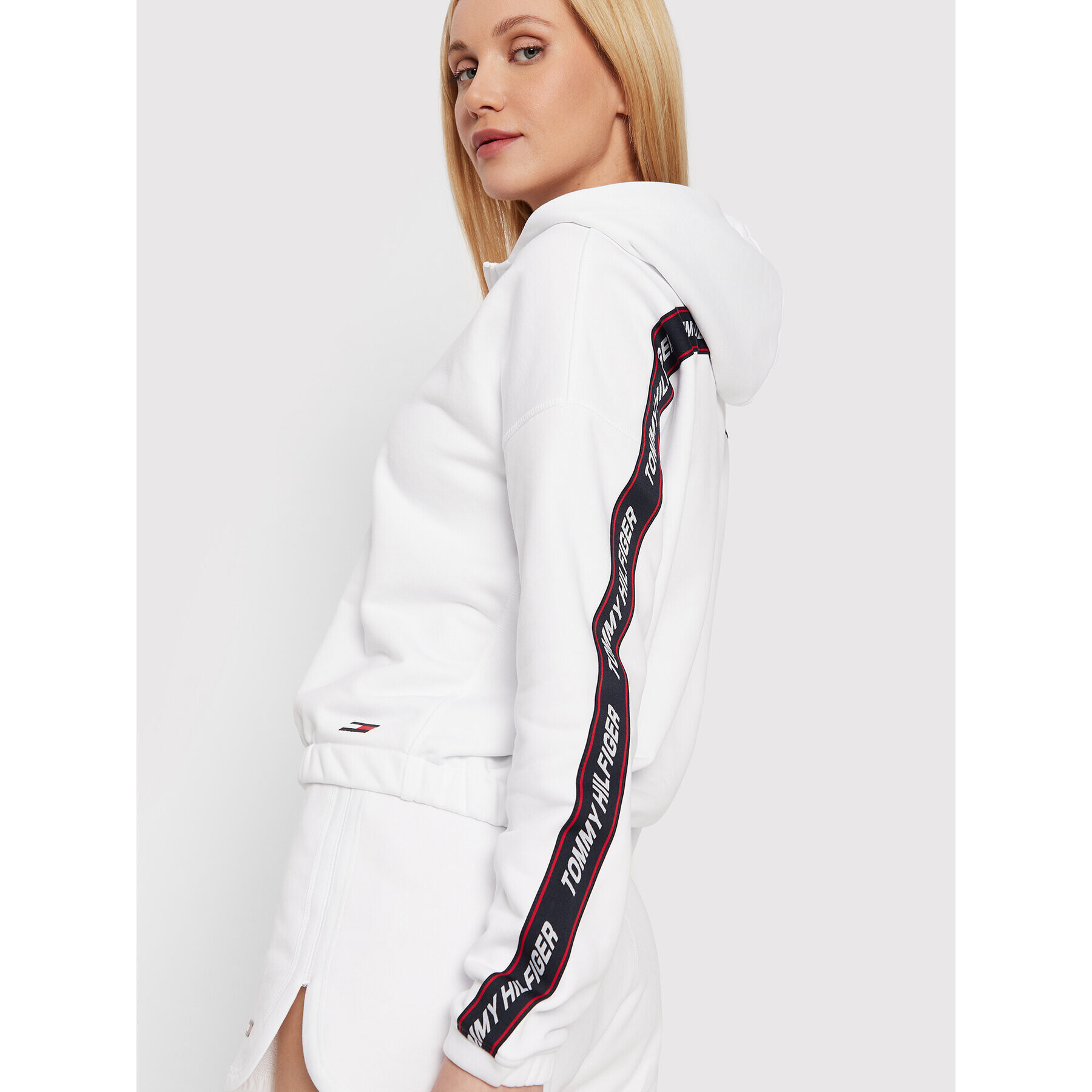 Tommy Hilfiger Mikina Tape Zip Through S10S101368 Bílá Relaxed Fit - Pepit.cz