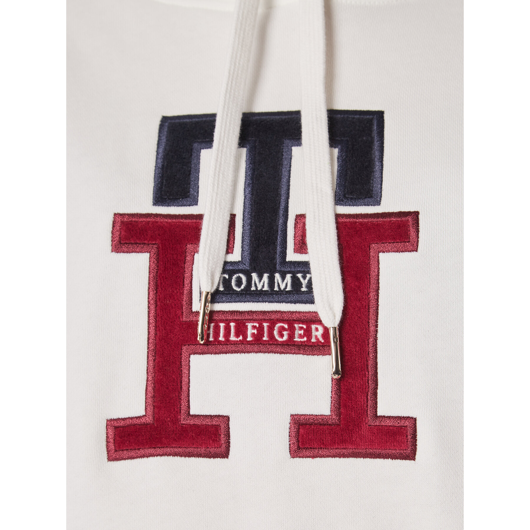 Tommy Hilfiger Mikina Terry Monogram WW0WW37441 Bílá Regular Fit - Pepit.cz