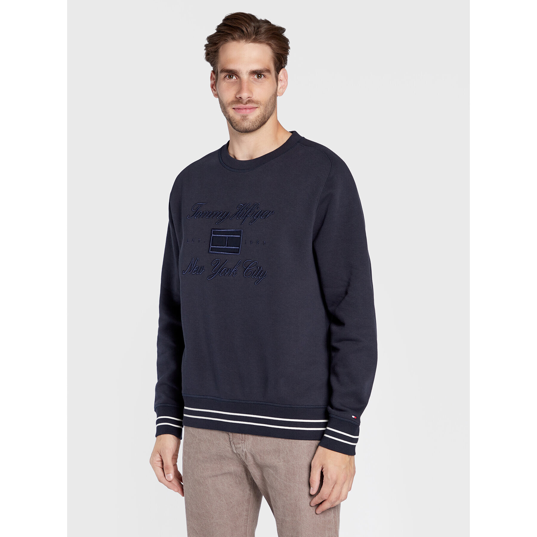 Tommy Hilfiger Mikina Tipped Mixed MW0MW27895 Tmavomodrá Relaxed Fit - Pepit.cz