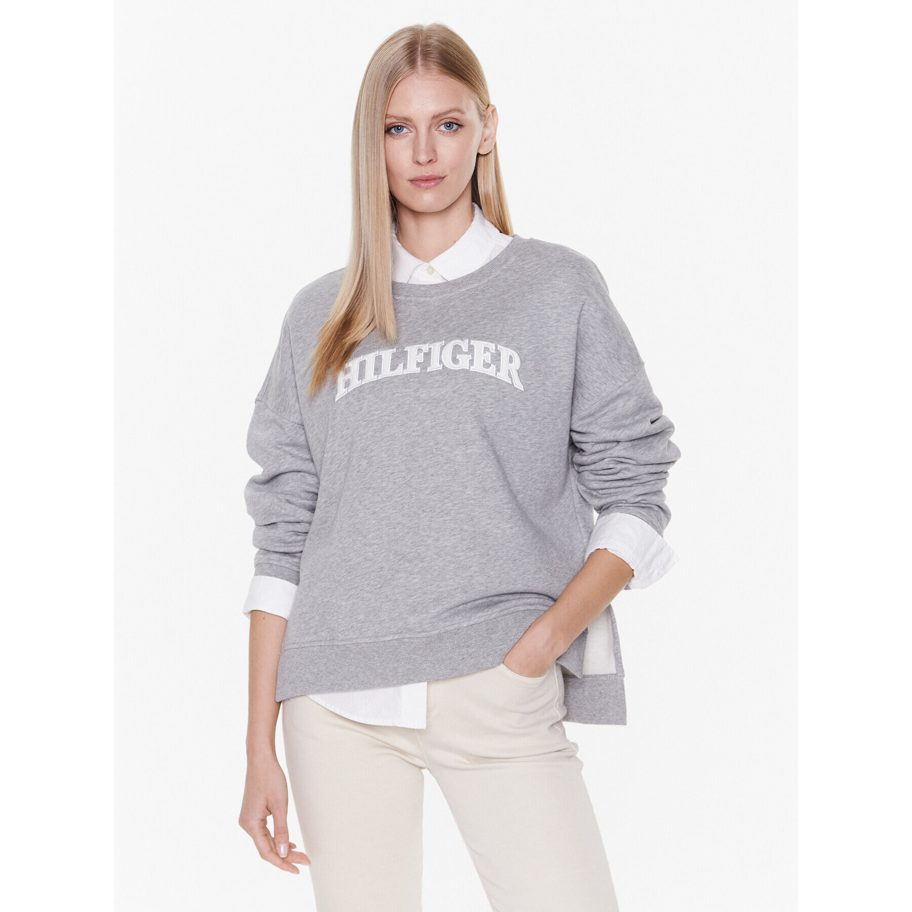 Tommy Hilfiger Mikina Tonal WW0WW37561 Šedá Regular Fit - Pepit.cz