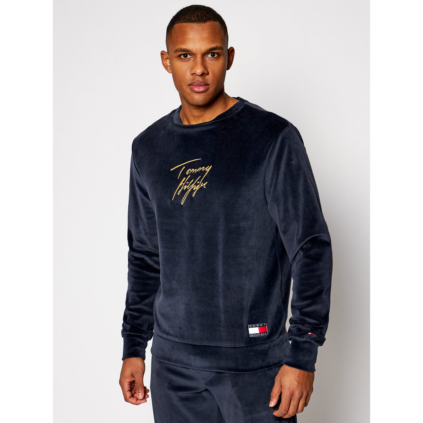 Tommy Hilfiger Mikina Track Ls Velour UM0UM01935 Tmavomodrá Regular Fit - Pepit.cz