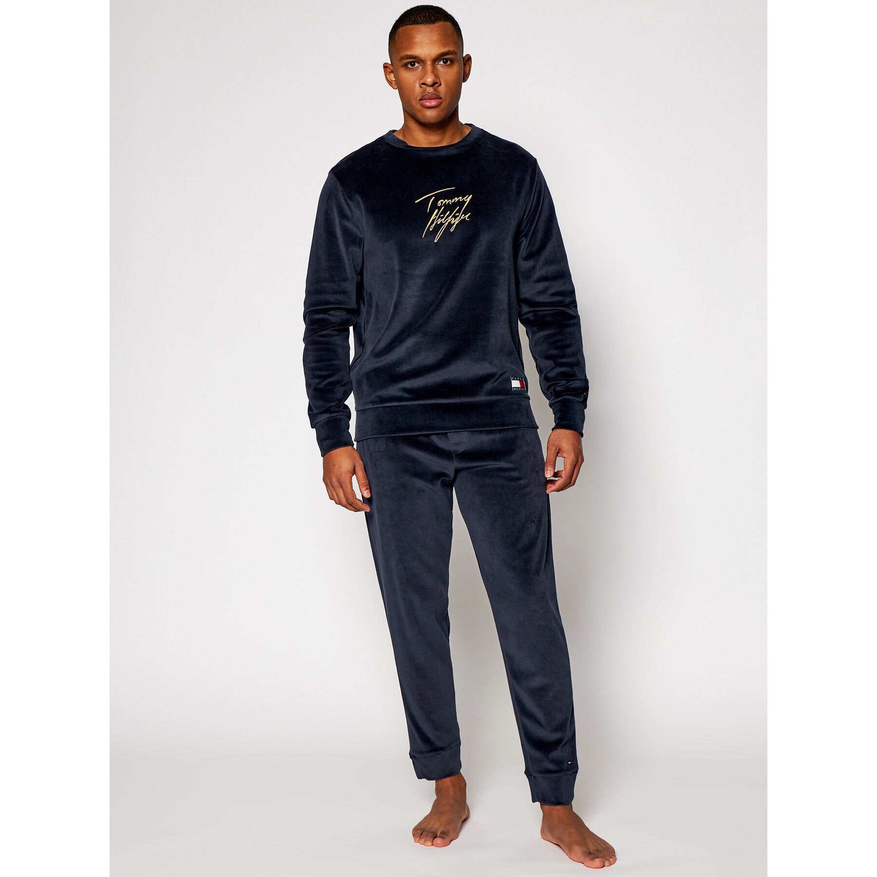 Tommy Hilfiger Mikina Track Ls Velour UM0UM01935 Tmavomodrá Regular Fit - Pepit.cz