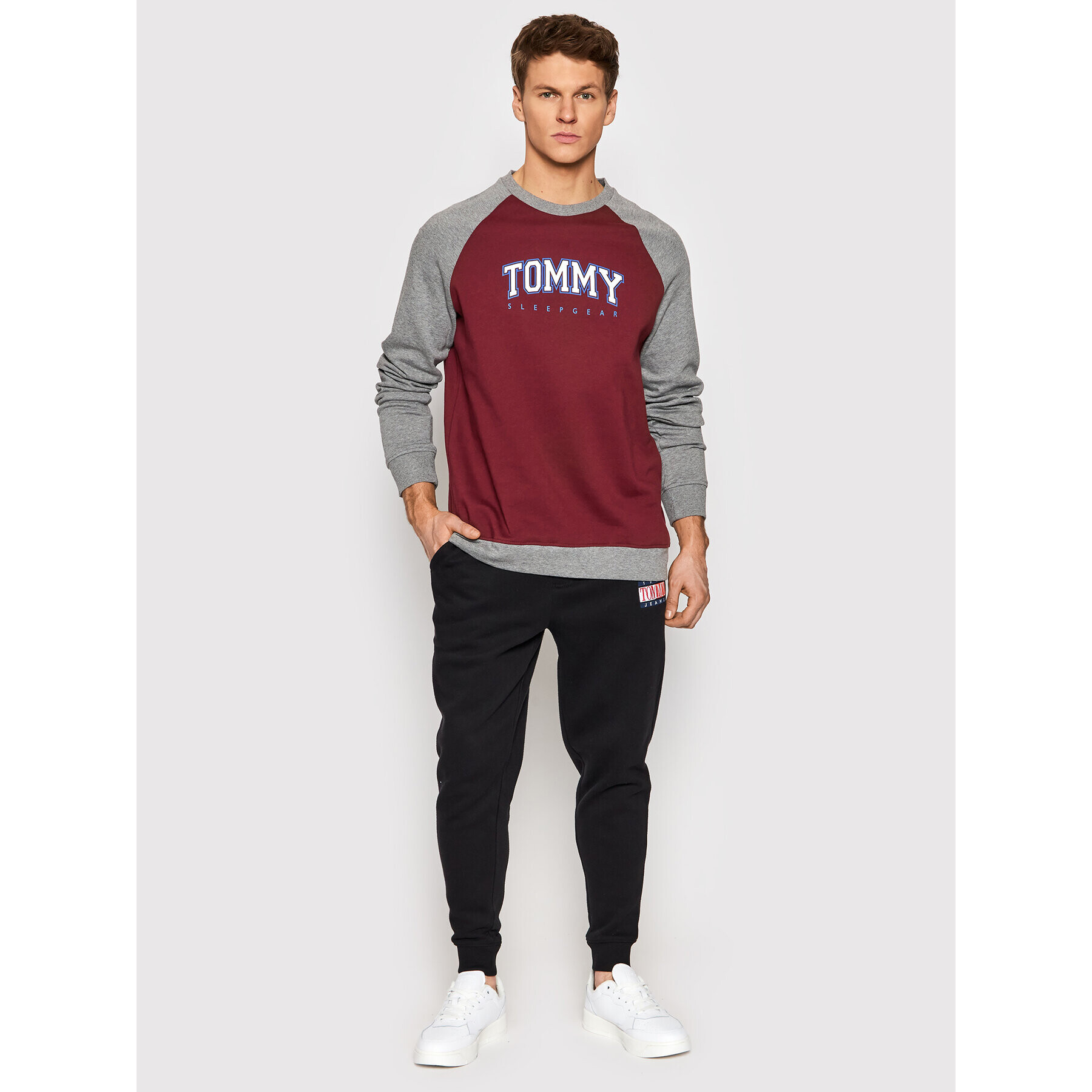 Tommy Hilfiger Mikina Track UM0UM02365 Bordó Regular Fit - Pepit.cz