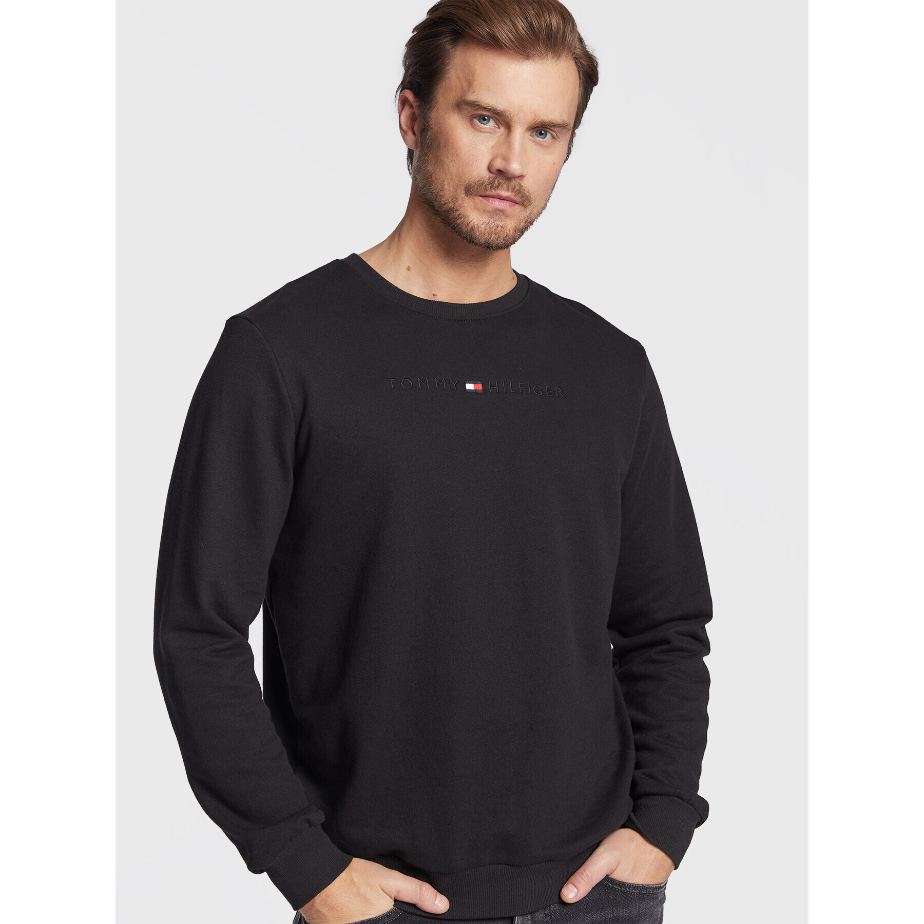 Tommy Hilfiger Mikina Track UM0UM02624 Černá Relaxed Fit - Pepit.cz