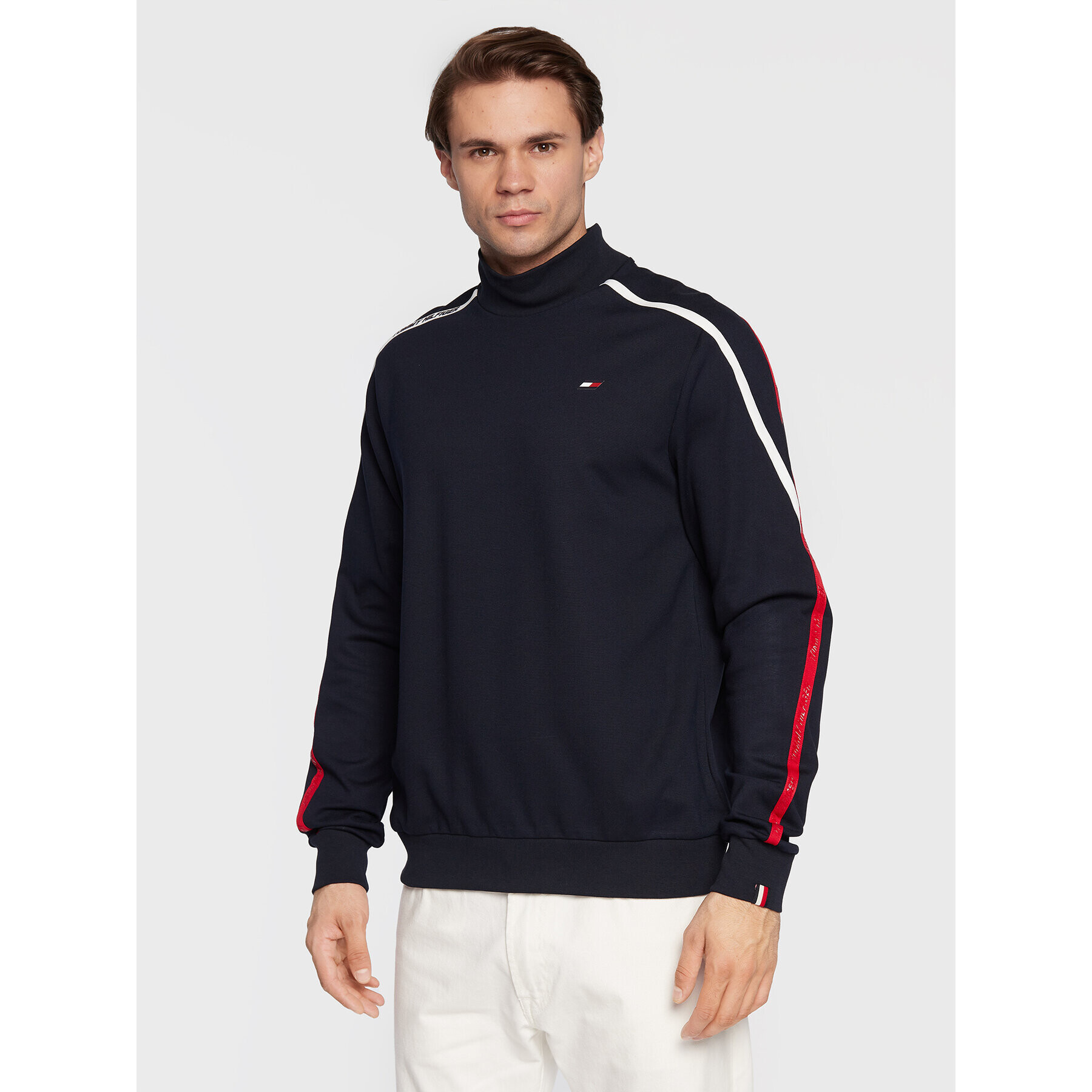 Tommy Hilfiger Mikina Trim Mock Neck MW0MW27554 Tmavomodrá Regular Fit - Pepit.cz