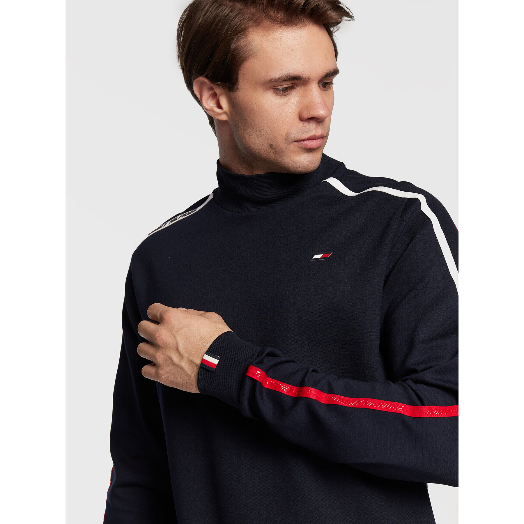 Tommy Hilfiger Mikina Trim Mock Neck MW0MW27554 Tmavomodrá Regular Fit - Pepit.cz