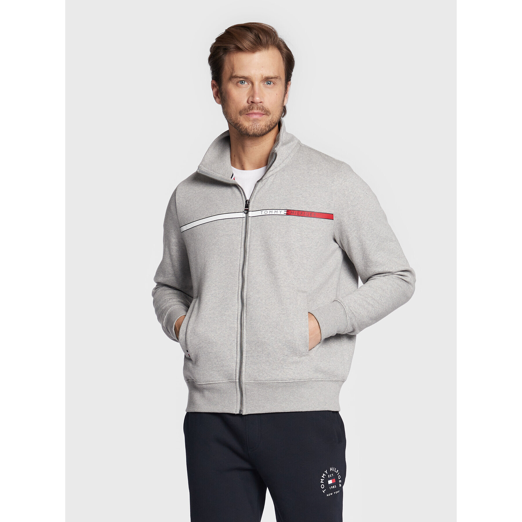 Tommy Hilfiger Mikina Two Tone MW0MW28759 Šedá Regular Fit - Pepit.cz