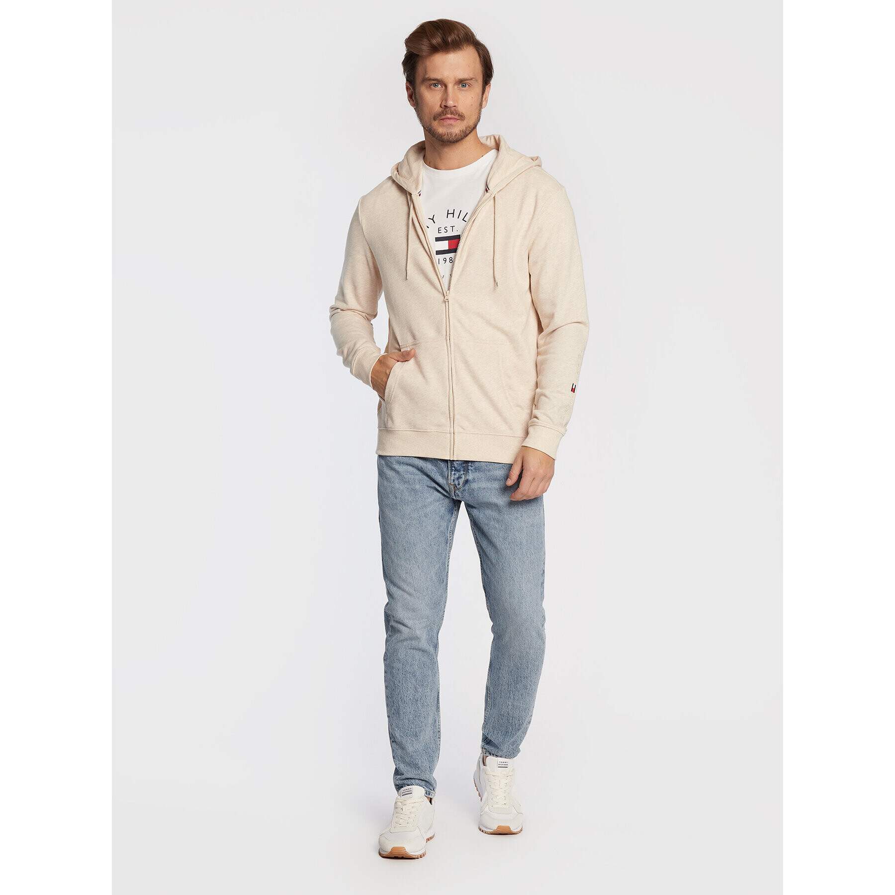 Tommy Hilfiger Mikina UM0UM02625 Béžová Relaxed Fit - Pepit.cz