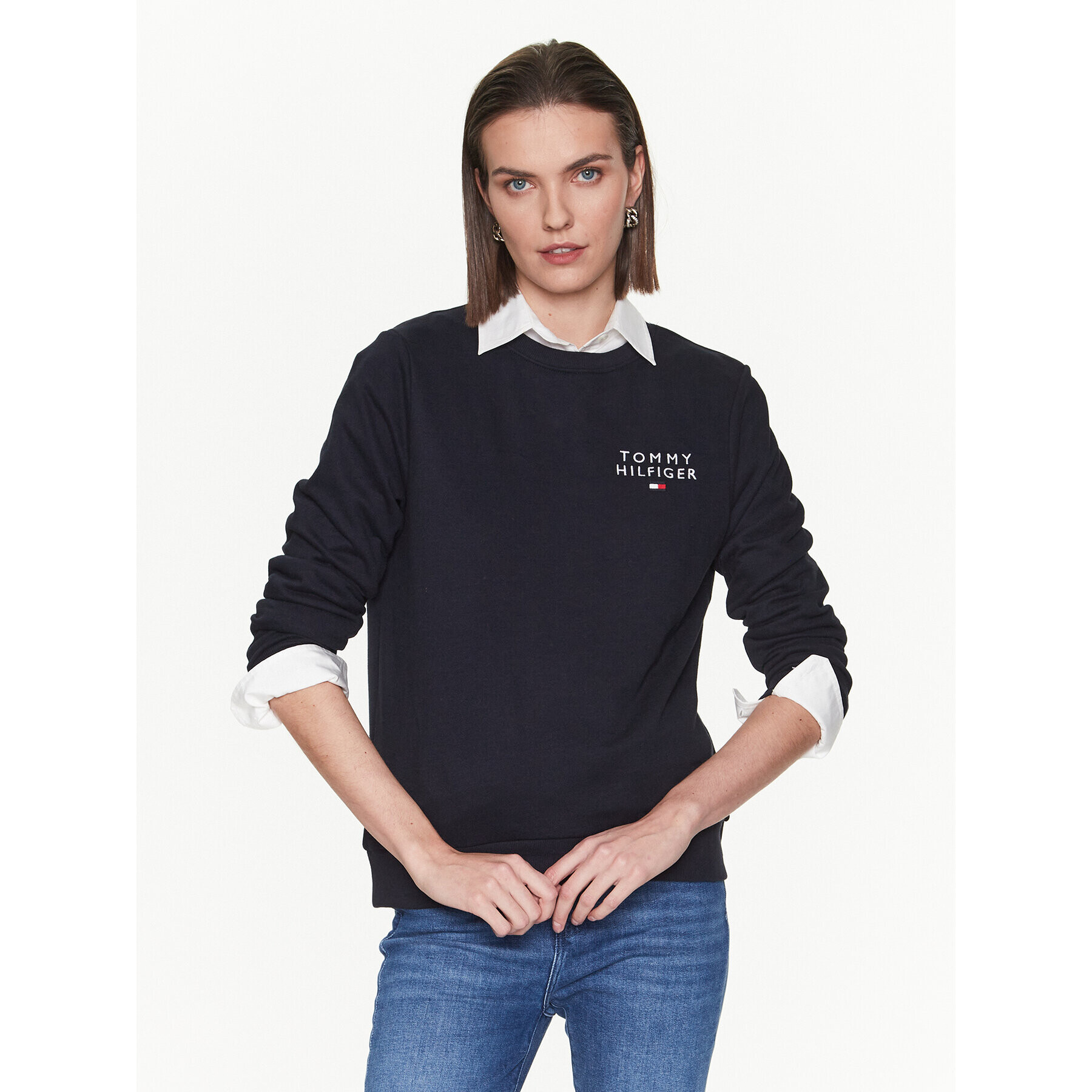 Tommy Hilfiger Mikina UW0UW04521 Tmavomodrá Regular Fit - Pepit.cz