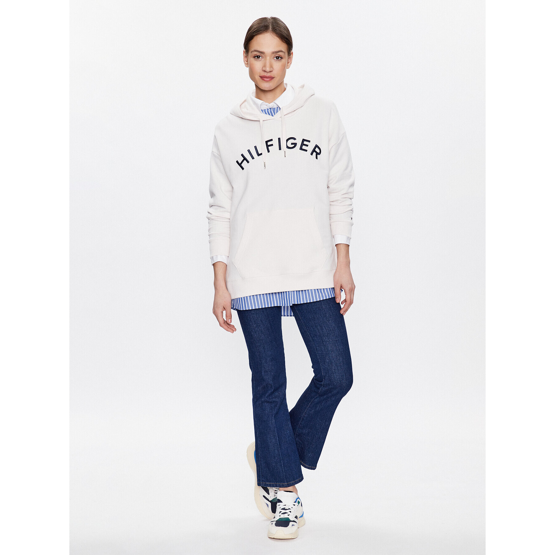 Tommy Hilfiger Mikina Varsity WW0WW37797 Écru Relaxed Fit - Pepit.cz