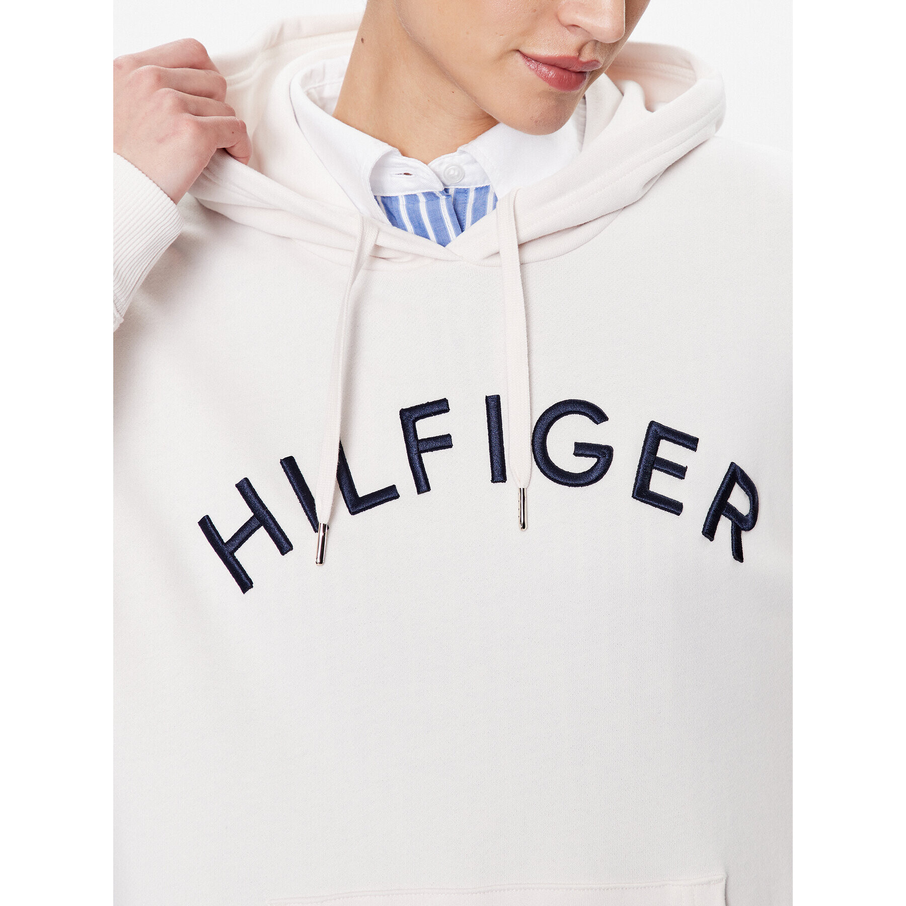 Tommy Hilfiger Mikina Varsity WW0WW37797 Écru Relaxed Fit - Pepit.cz