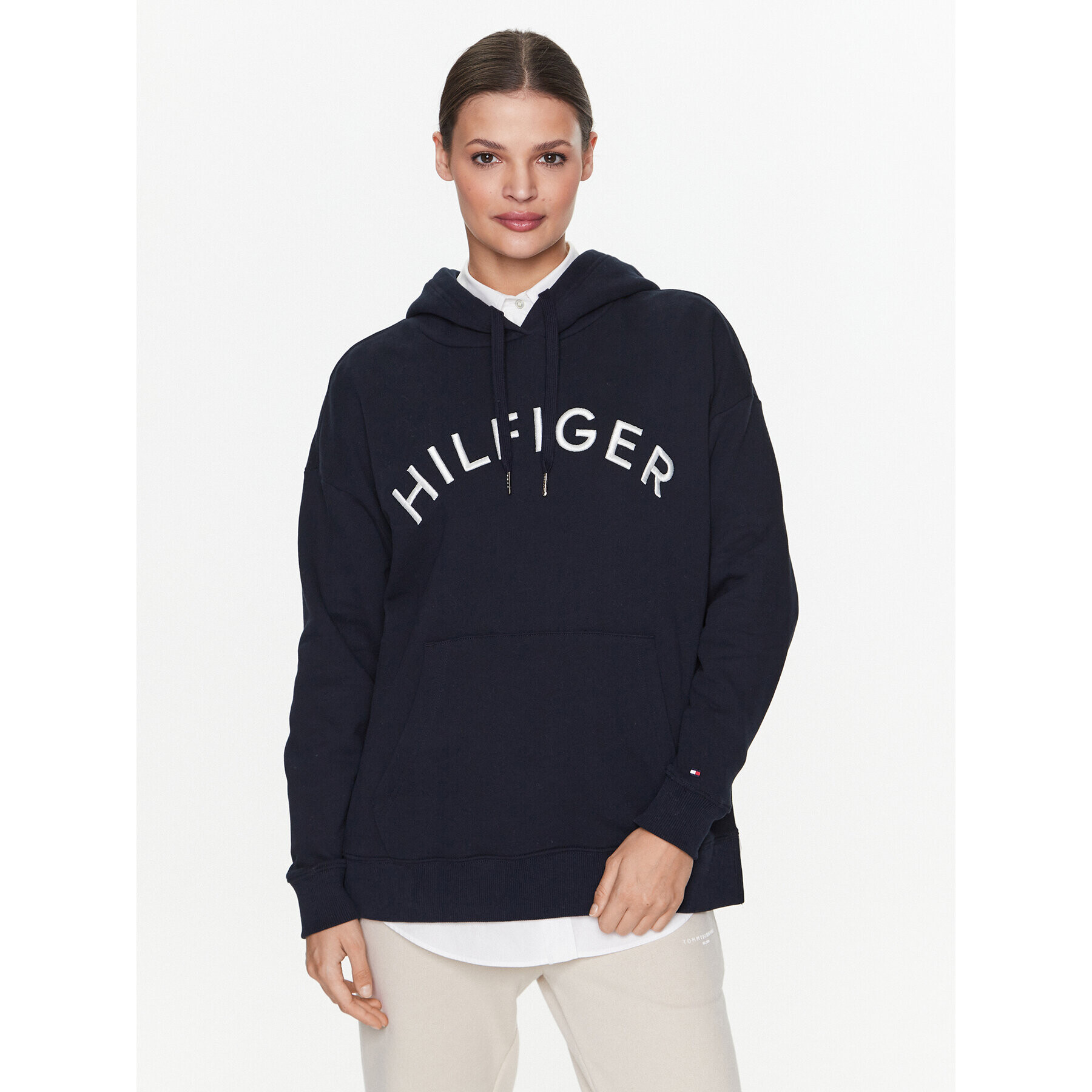 Tommy Hilfiger Mikina Varsity WW0WW37797 Tmavomodrá Relaxed Fit - Pepit.cz