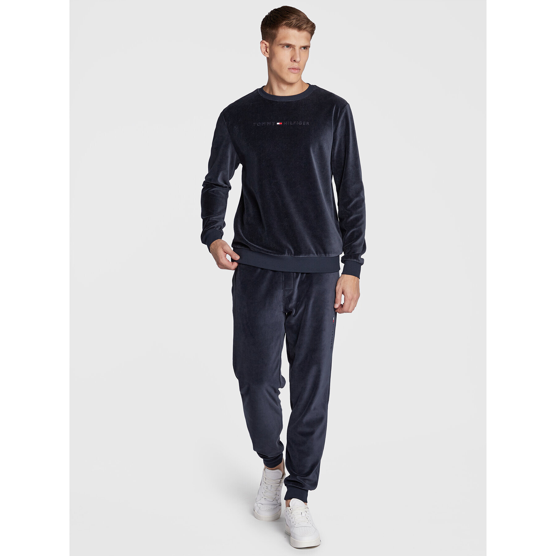 Tommy Hilfiger Mikina Velour UM0UM02670 Tmavomodrá Regular Fit - Pepit.cz