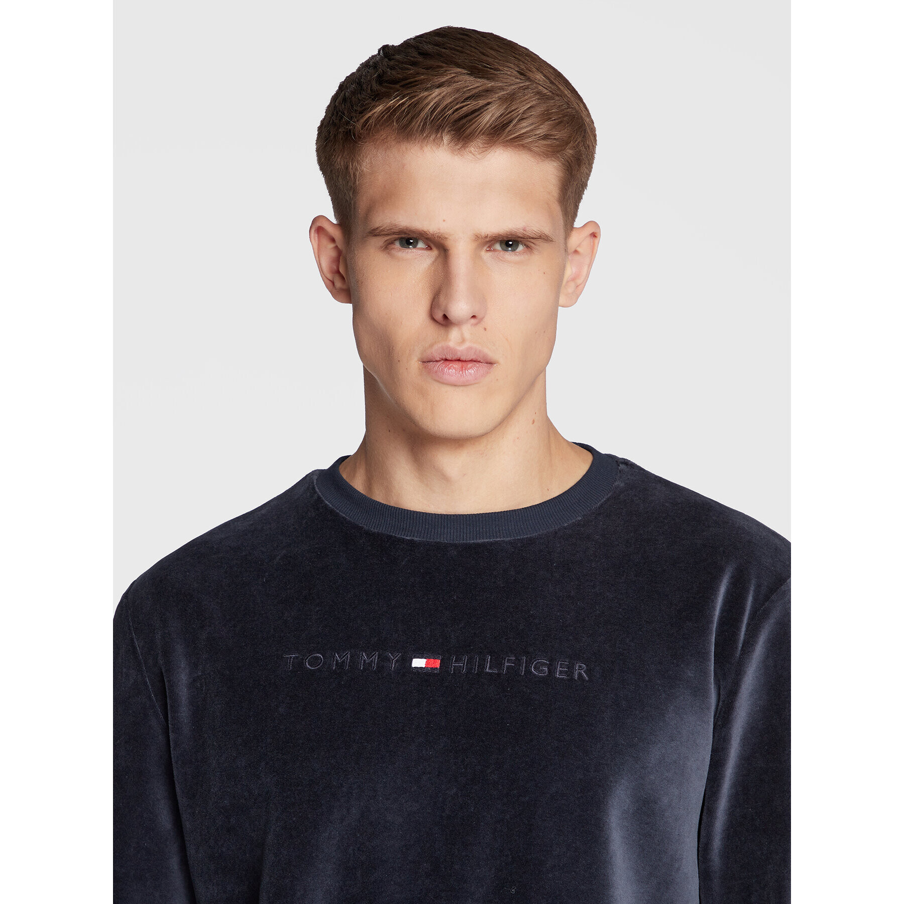 Tommy Hilfiger Mikina Velour UM0UM02670 Tmavomodrá Regular Fit - Pepit.cz