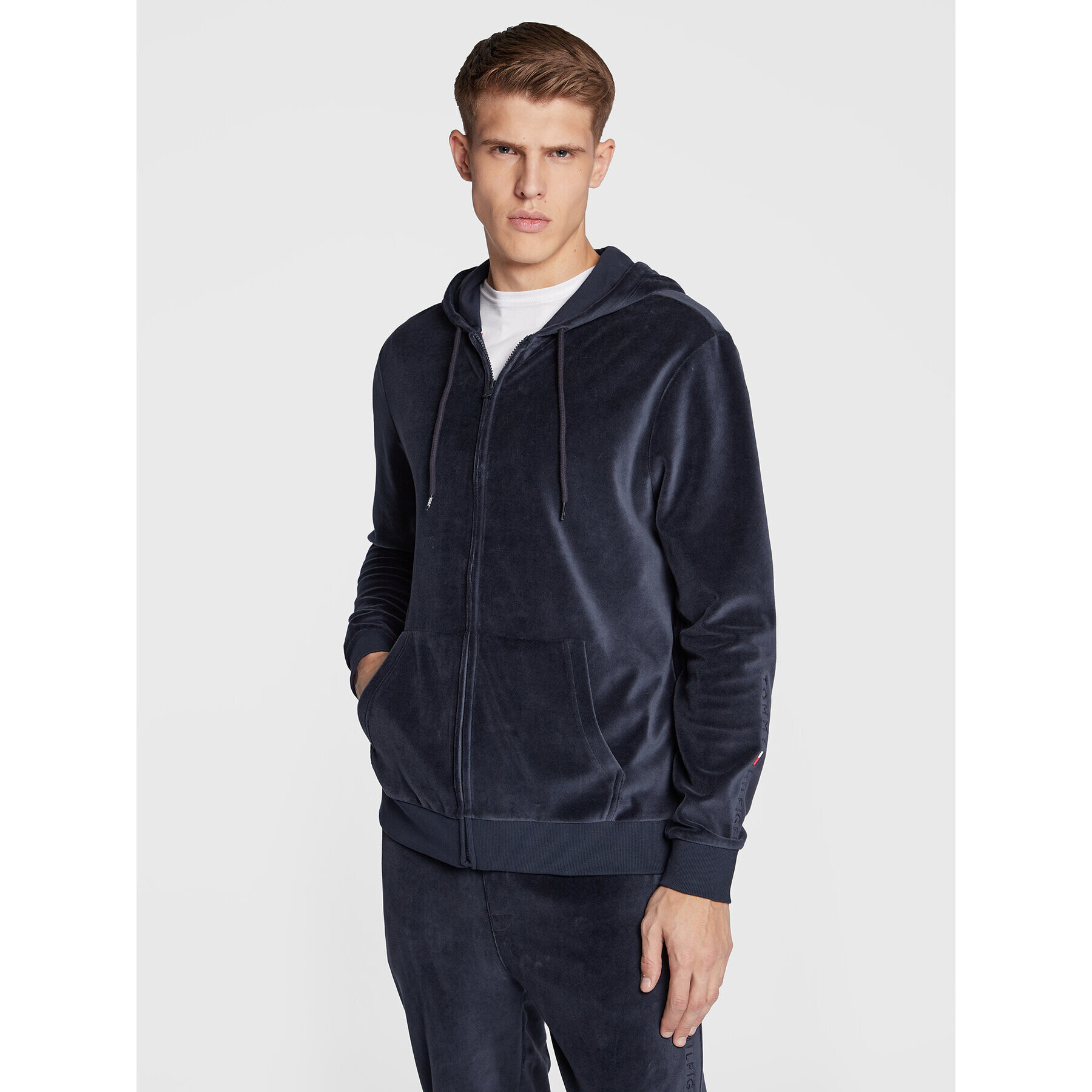 Tommy Hilfiger Mikina Velour UM0UM02671 Tmavomodrá Regular Fit - Pepit.cz