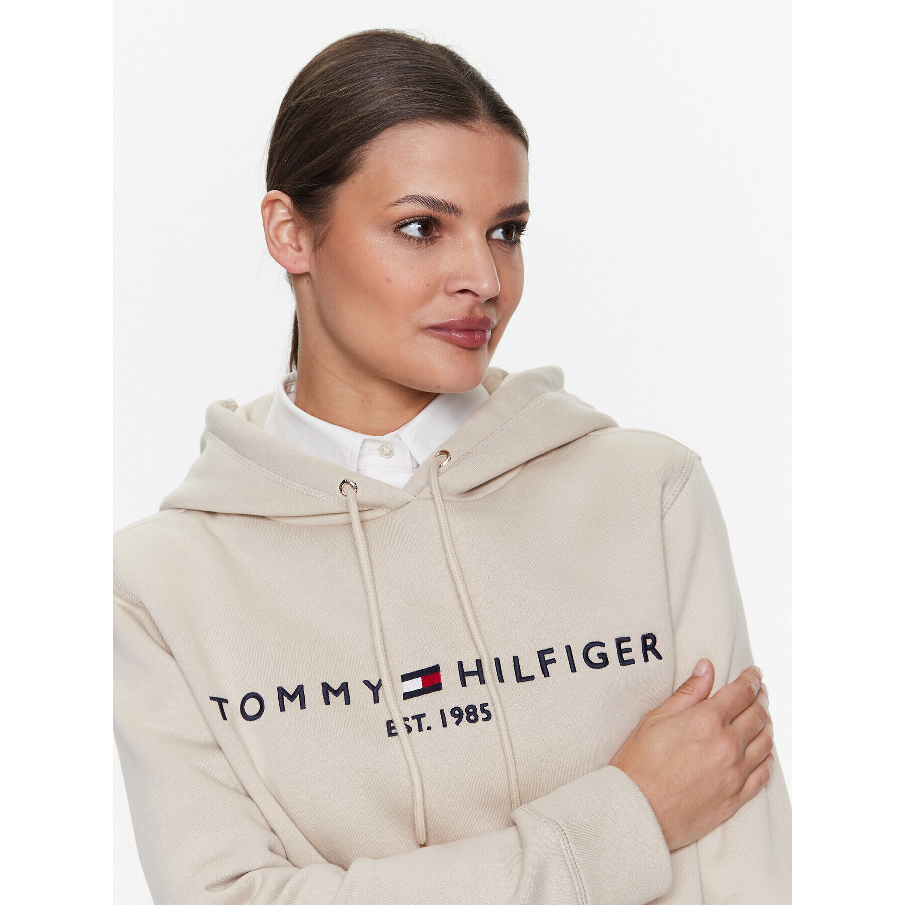 Tommy Hilfiger Mikina WW0WW26410 Béžová Regular Fit - Pepit.cz