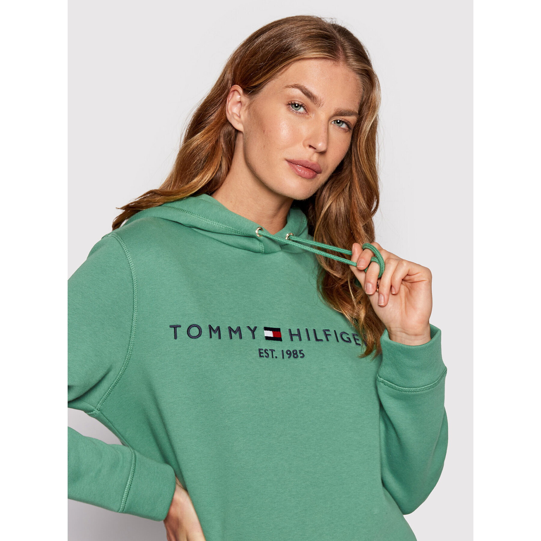 Tommy Hilfiger Mikina WW0WW26410 Zelená Regular Fit - Pepit.cz