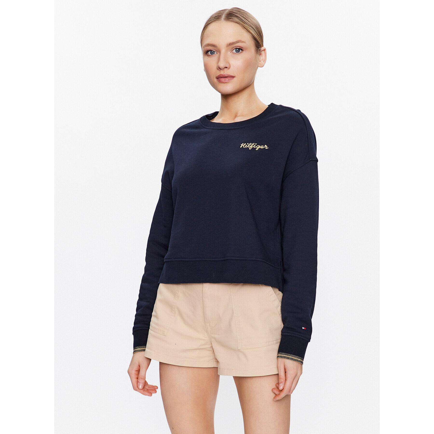 Tommy Hilfiger Mikina WW0WW38773 Tmavomodrá Relaxed Fit - Pepit.cz