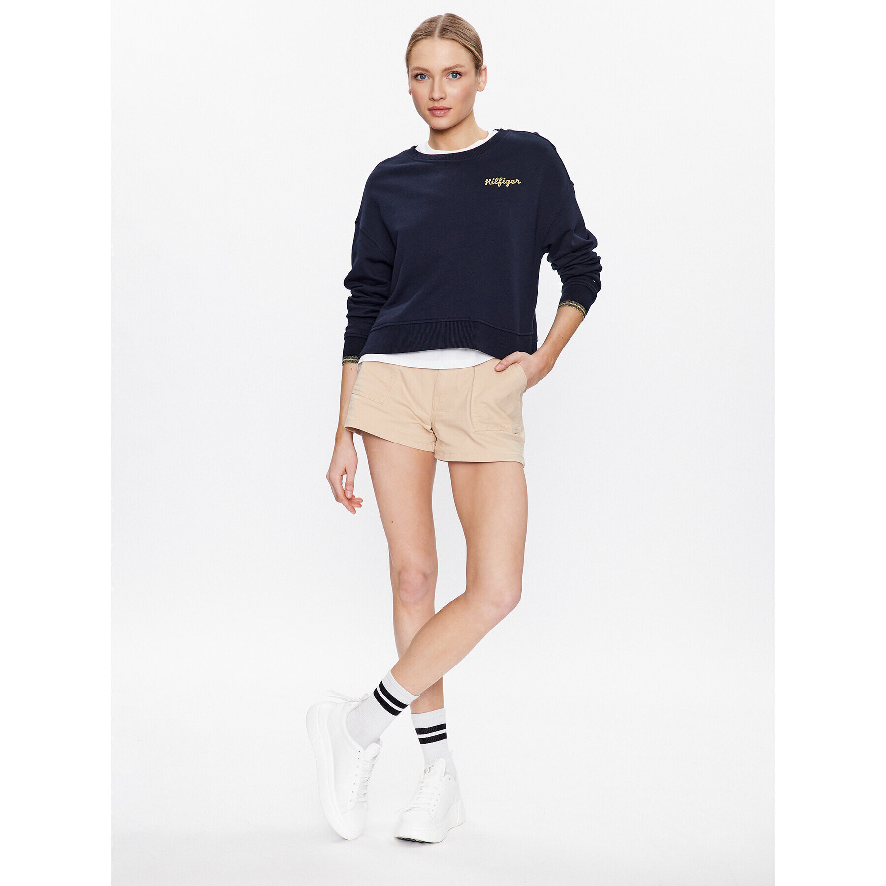 Tommy Hilfiger Mikina WW0WW38773 Tmavomodrá Relaxed Fit - Pepit.cz