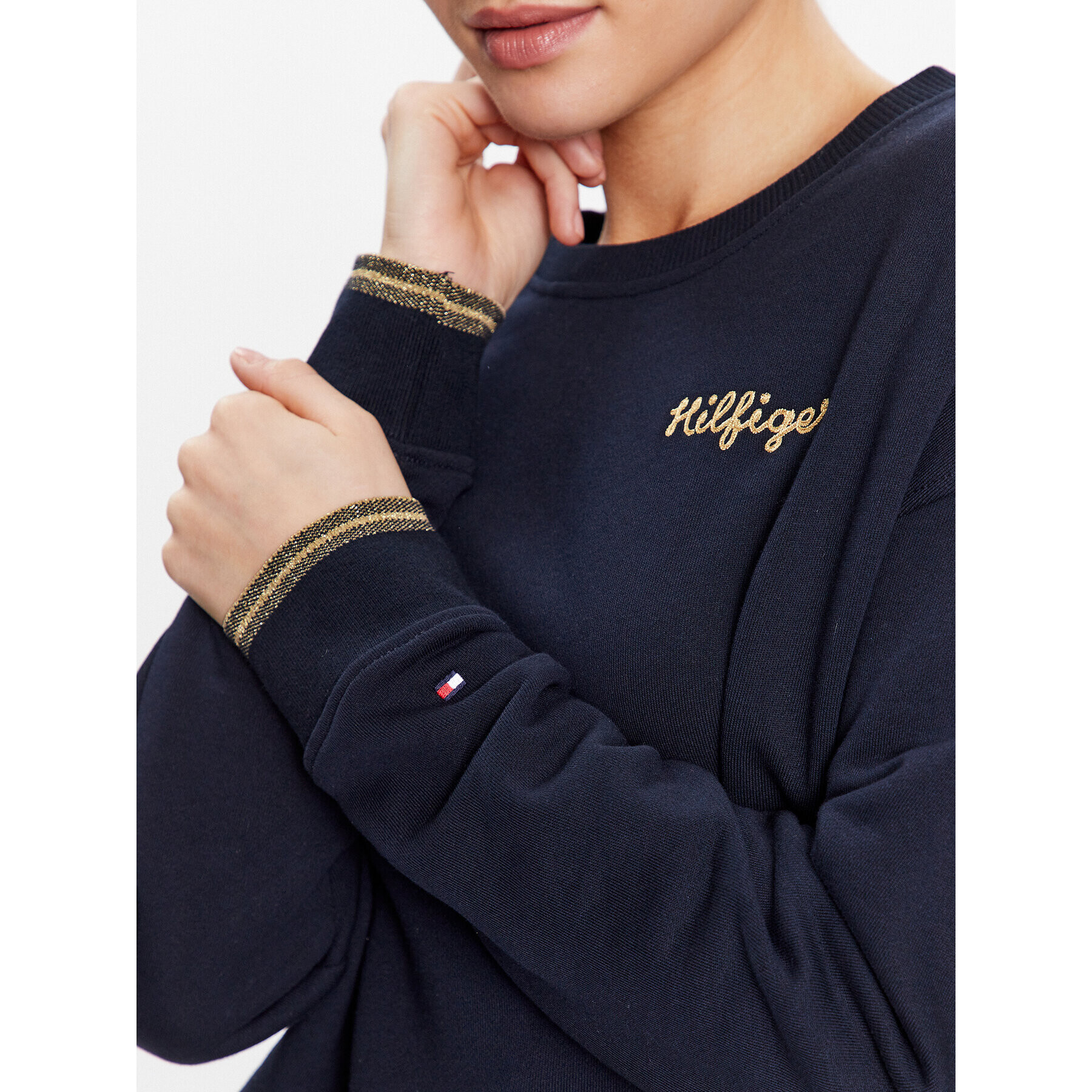 Tommy Hilfiger Mikina WW0WW38773 Tmavomodrá Relaxed Fit - Pepit.cz