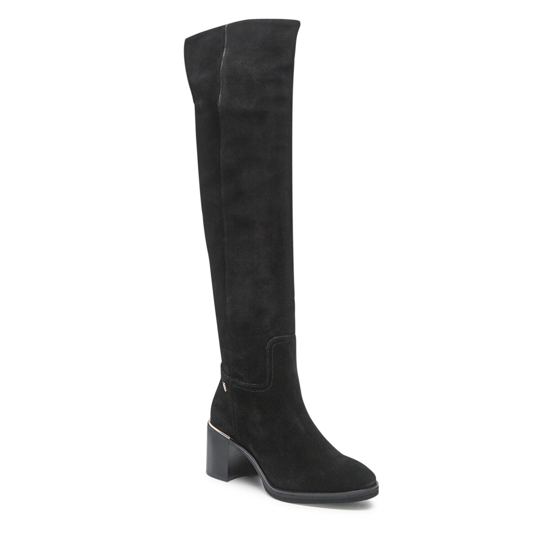 Tommy Hilfiger Mušketýrky Th Belt Suede Overknee Boot FW0FW06767 Černá - Pepit.cz