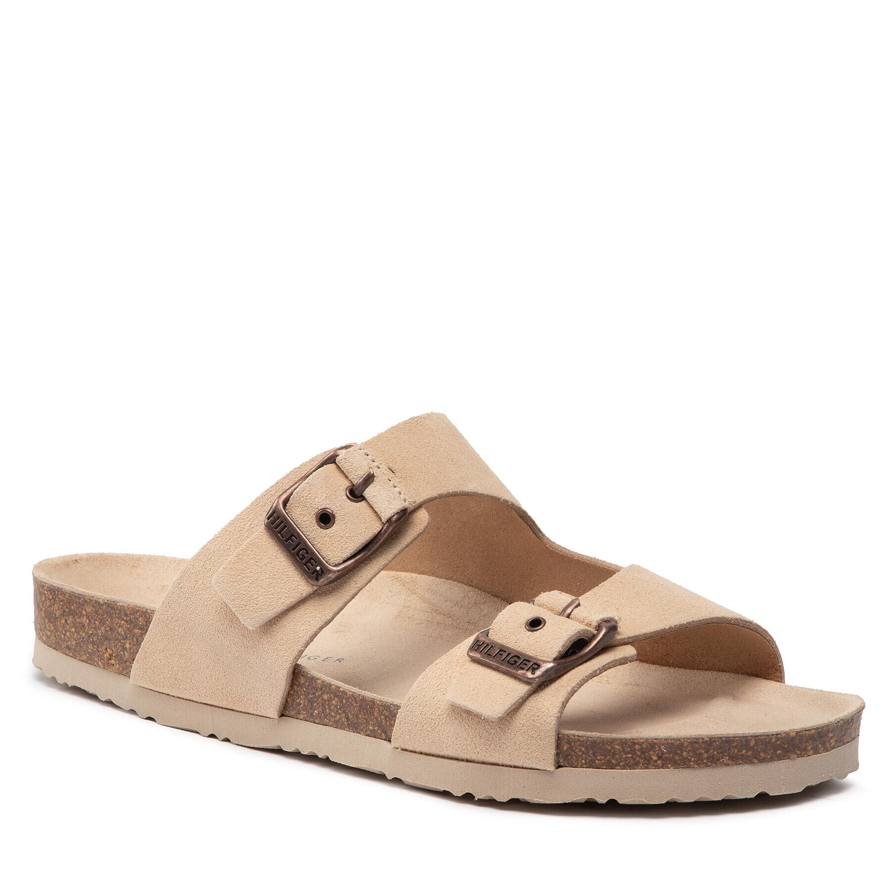 Tommy Hilfiger Nazouváky Cork Suede Buckle Sandal FM0FM04367 Béžová - Pepit.cz