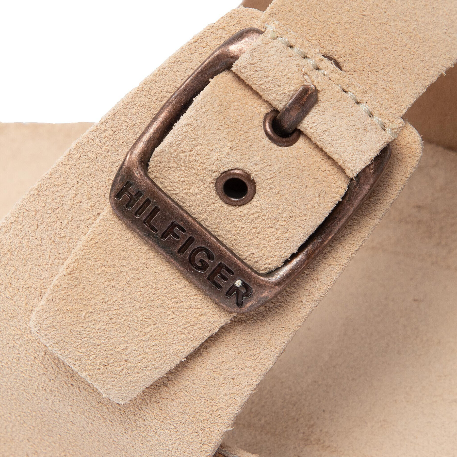 Tommy Hilfiger Nazouváky Cork Suede Buckle Sandal FM0FM04367 Béžová - Pepit.cz