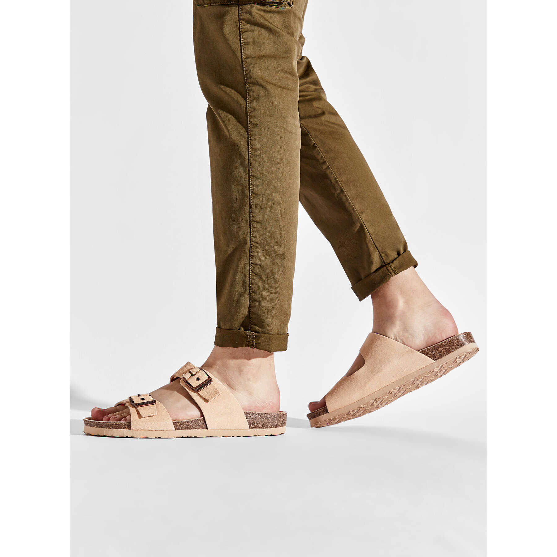 Tommy Hilfiger Nazouváky Cork Suede Buckle Sandal FM0FM04367 Béžová - Pepit.cz