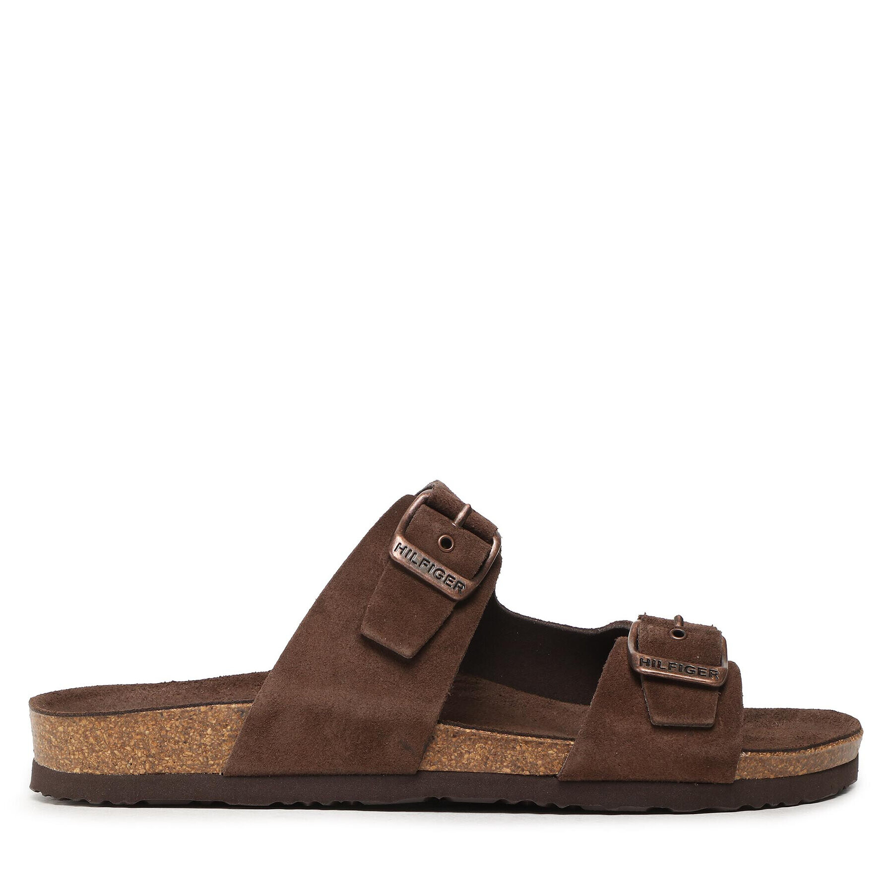 Tommy Hilfiger Nazouváky Cork Suede Buckle Sandal FM0FM04367 Hnědá - Pepit.cz