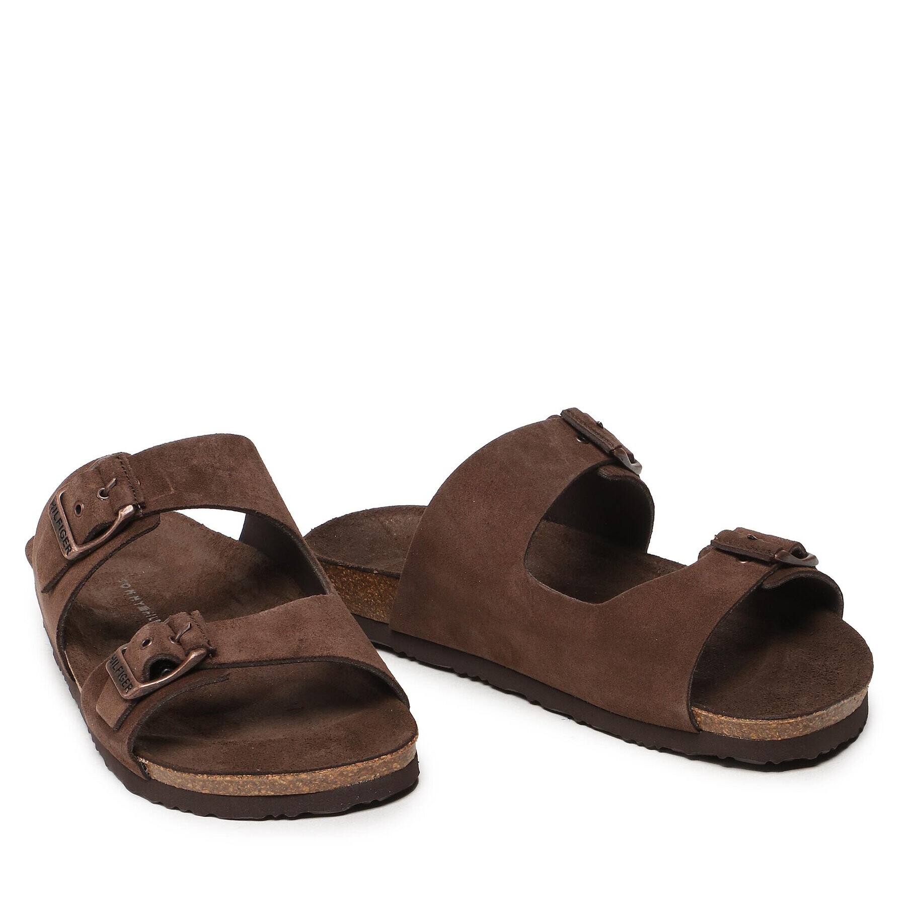 Tommy Hilfiger Nazouváky Cork Suede Buckle Sandal FM0FM04367 Hnědá - Pepit.cz