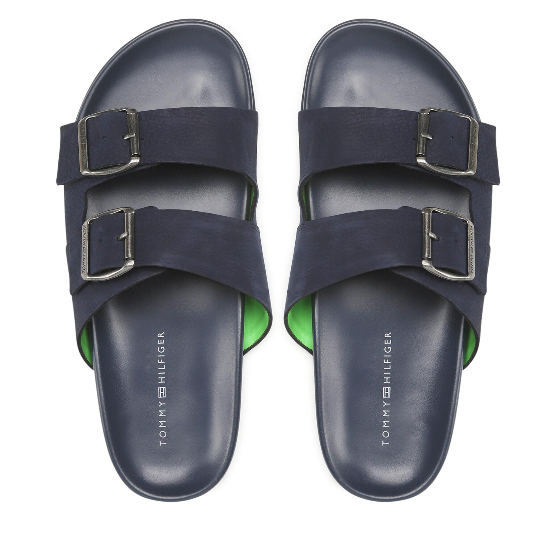 Tommy Hilfiger Nazouváky Hilfiger Nubuck Buckles Sandal FM0FM04459 Tmavomodrá - Pepit.cz