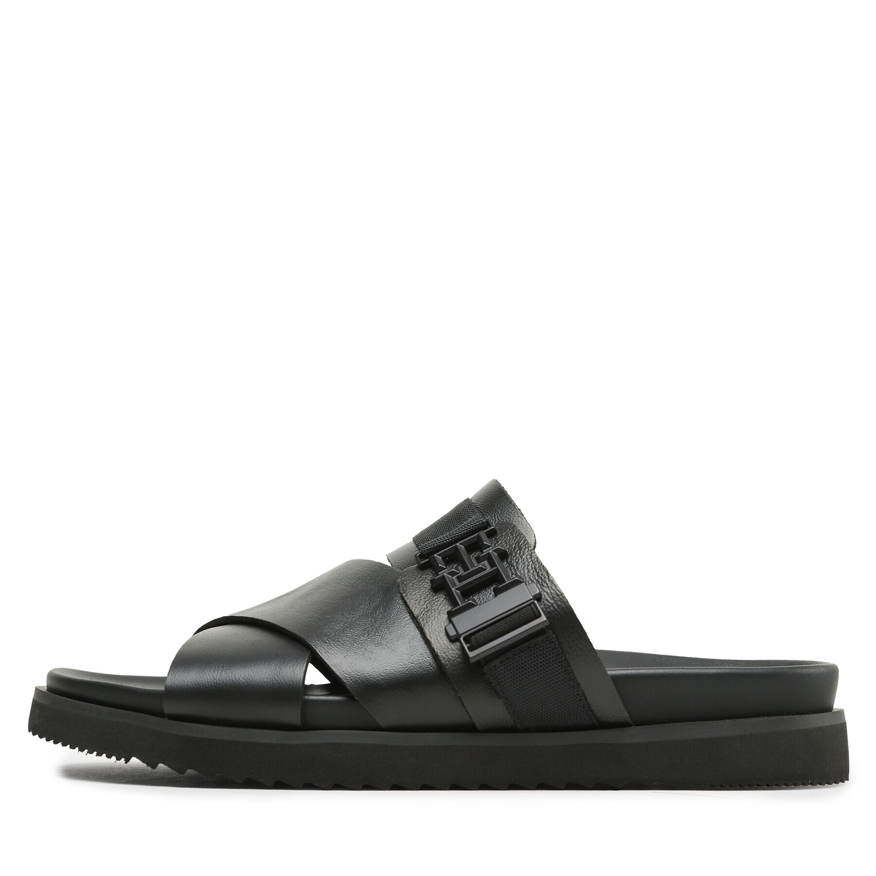 Tommy Hilfiger Nazouváky Th Cleated Leather Sandal FM0FM04458 Černá - Pepit.cz