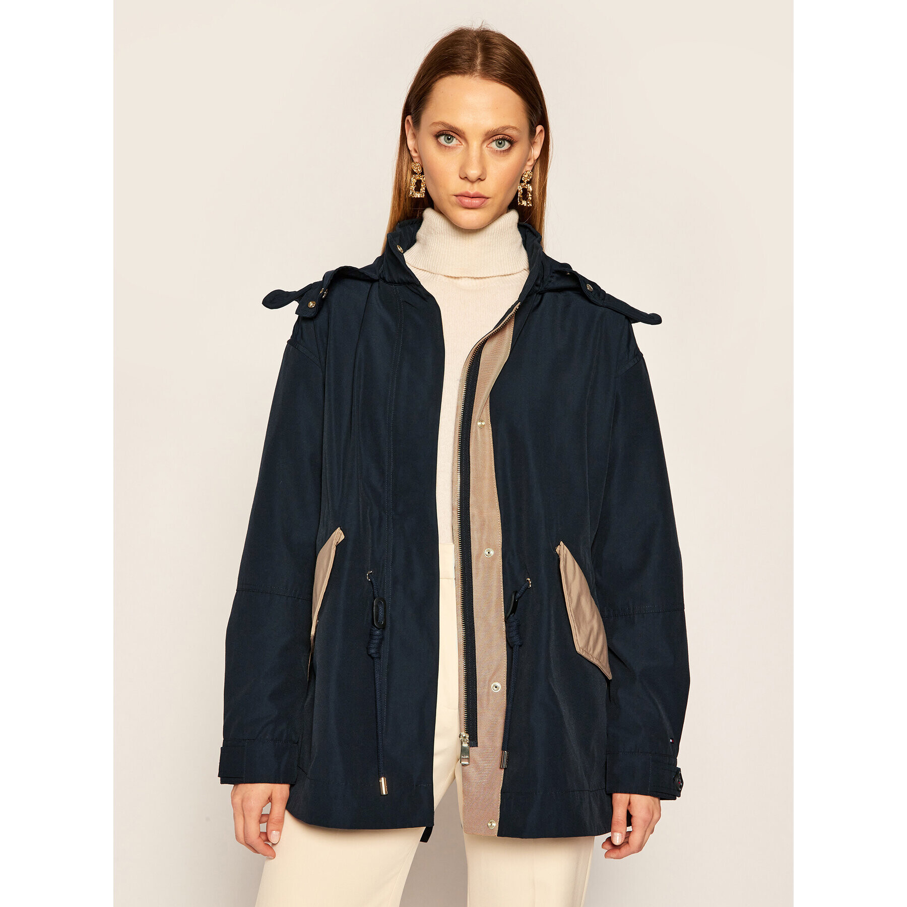 Tommy Hilfiger Parka Olivia Color-Block WW0WW28603 Tmavomodrá Regular Fit - Pepit.cz