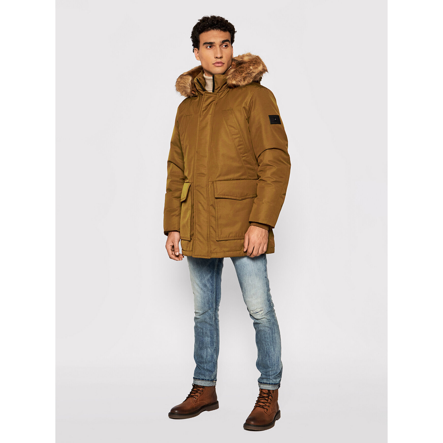 Tommy Hilfiger Parka Rockie MW0MW19663 Hnědá Regular Fit - Pepit.cz