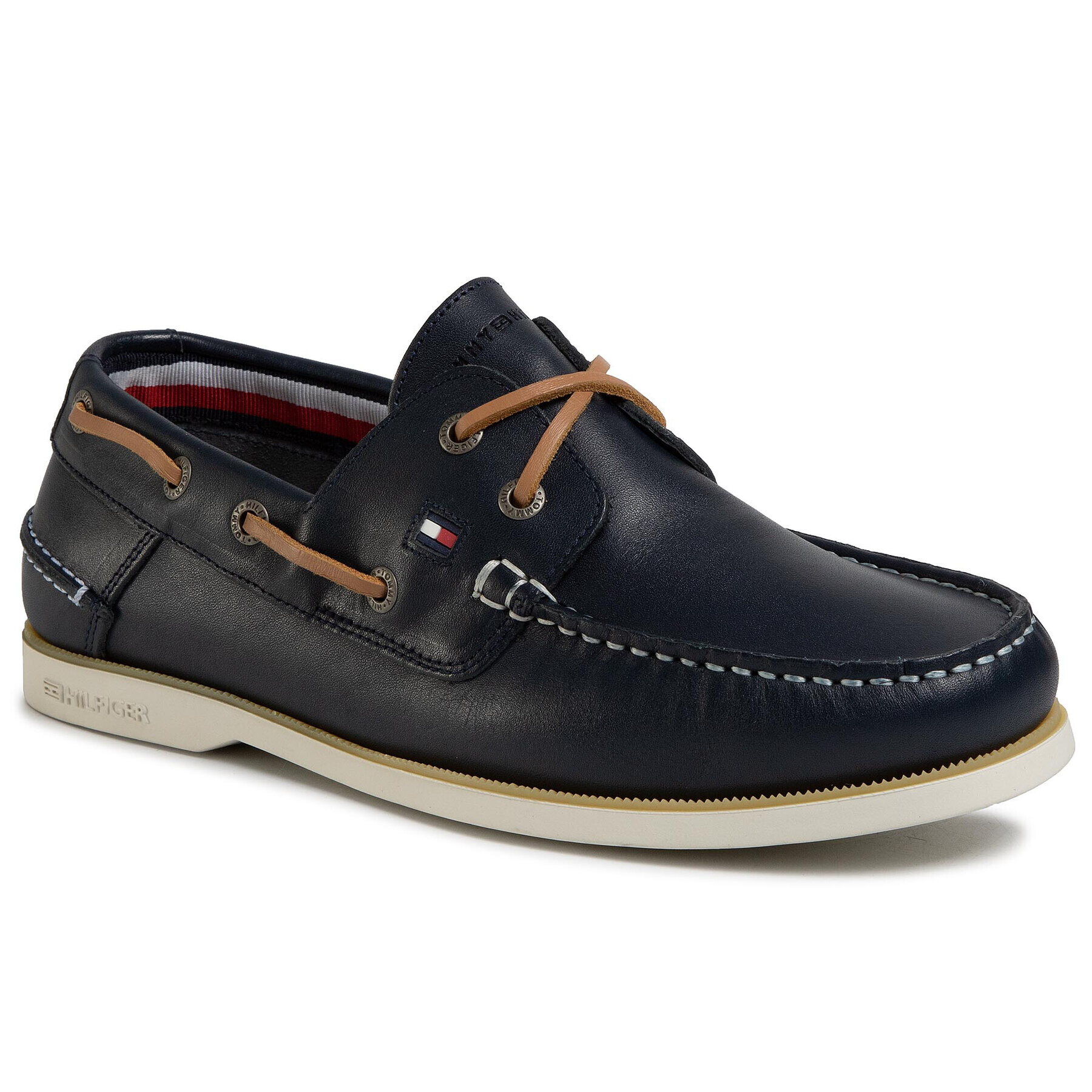 Tommy Hilfiger Polobotky Classic Leather Boatshoe FM0FM02735 Tmavomodrá - Pepit.cz